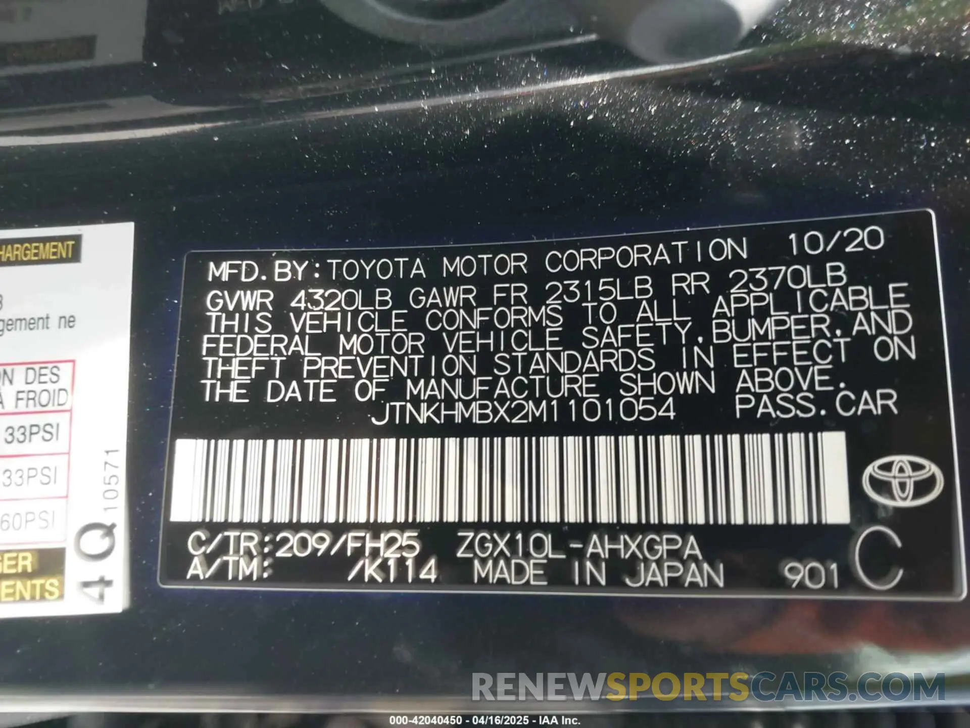 9 fotografías del automóvil dañado JTNKHMBX2M1101054 TOYOTA C-HR 2021