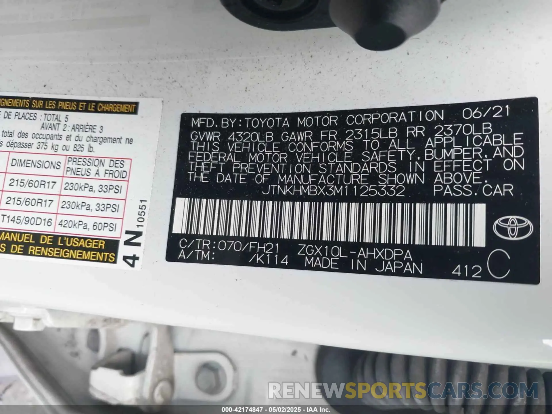 9 fotografías del automóvil dañado JTNKHMBX3M1125332 TOYOTA C-HR 2021