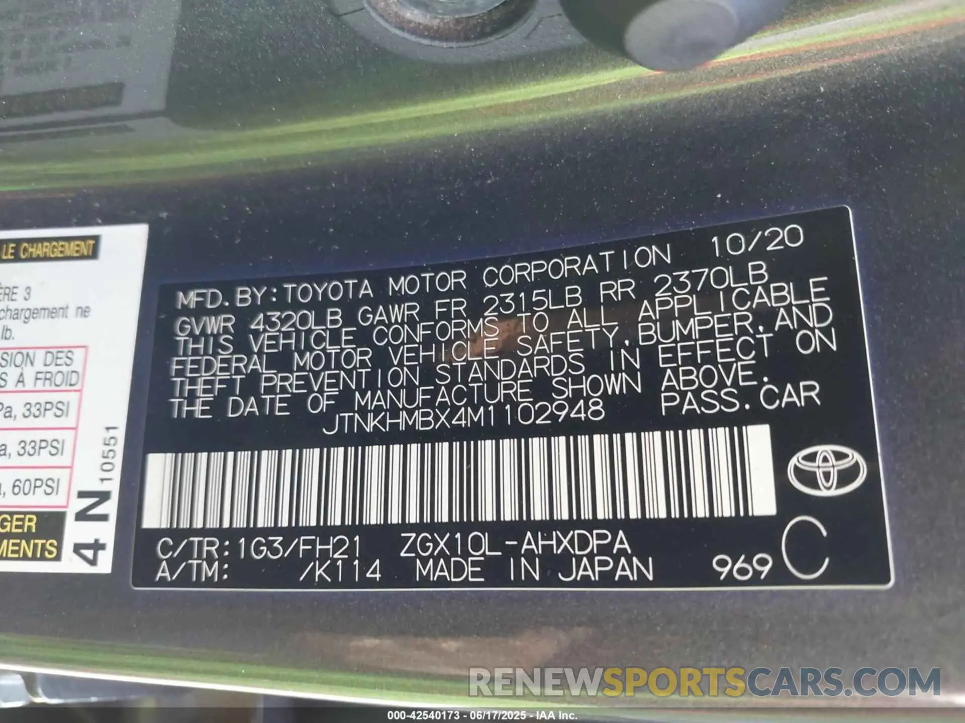 9 fotografías del automóvil dañado JTNKHMBX4M1102948 TOYOTA C-HR 2021