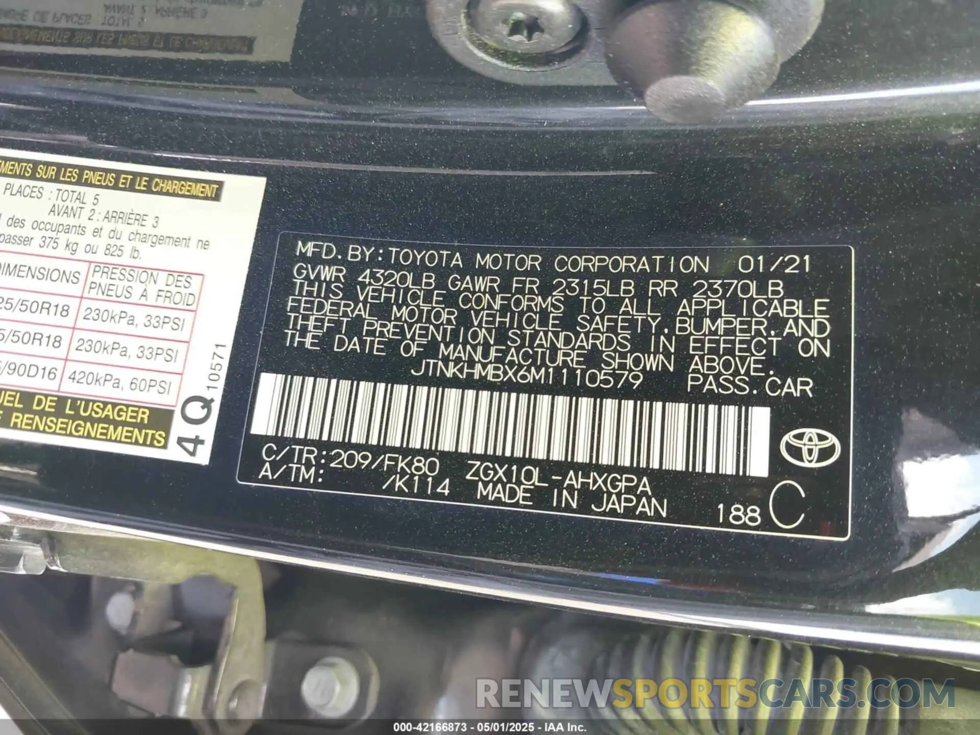 9 fotografías del automóvil dañado JTNKHMBX6M1110579 TOYOTA C-HR 2021