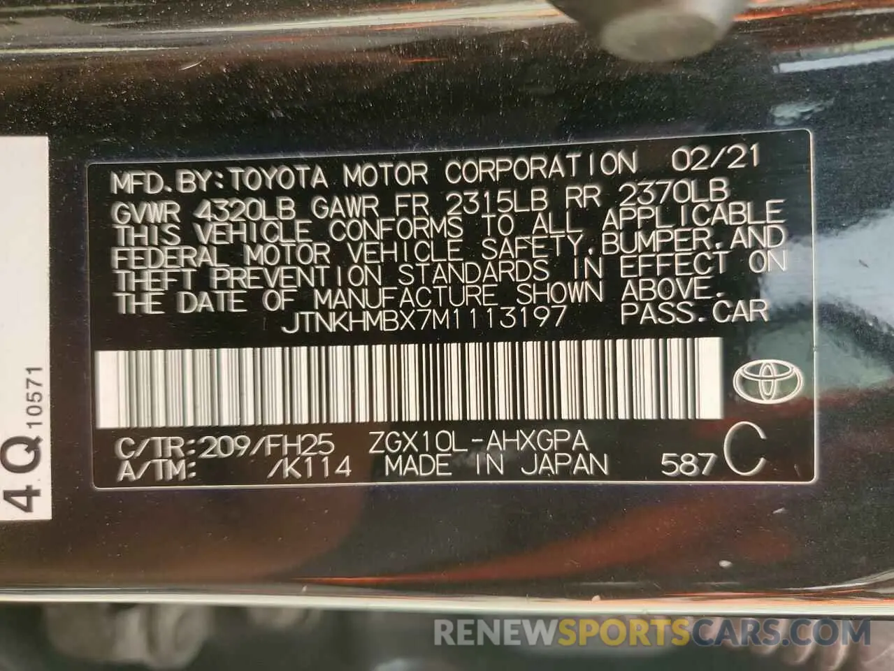 13 fotografías del automóvil dañado JTNKHMBX7M1113197 TOYOTA C-HR 2021