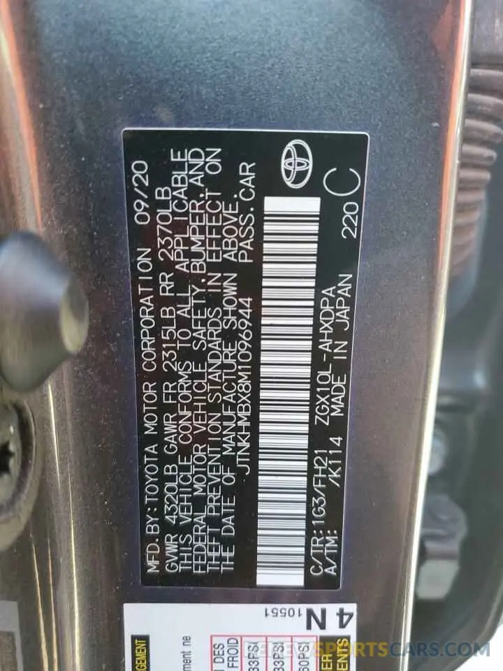 12 fotografías del automóvil dañado JTNKHMBX8M1096944 TOYOTA C-HR 2021