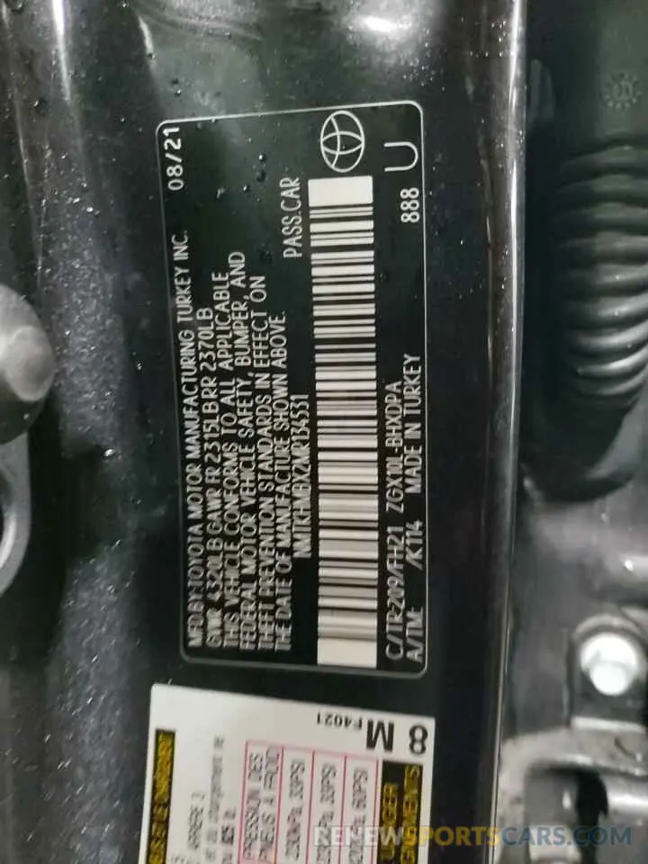 13 fotografías del automóvil dañado NMTKHMBX2MR134531 TOYOTA C-HR 2021