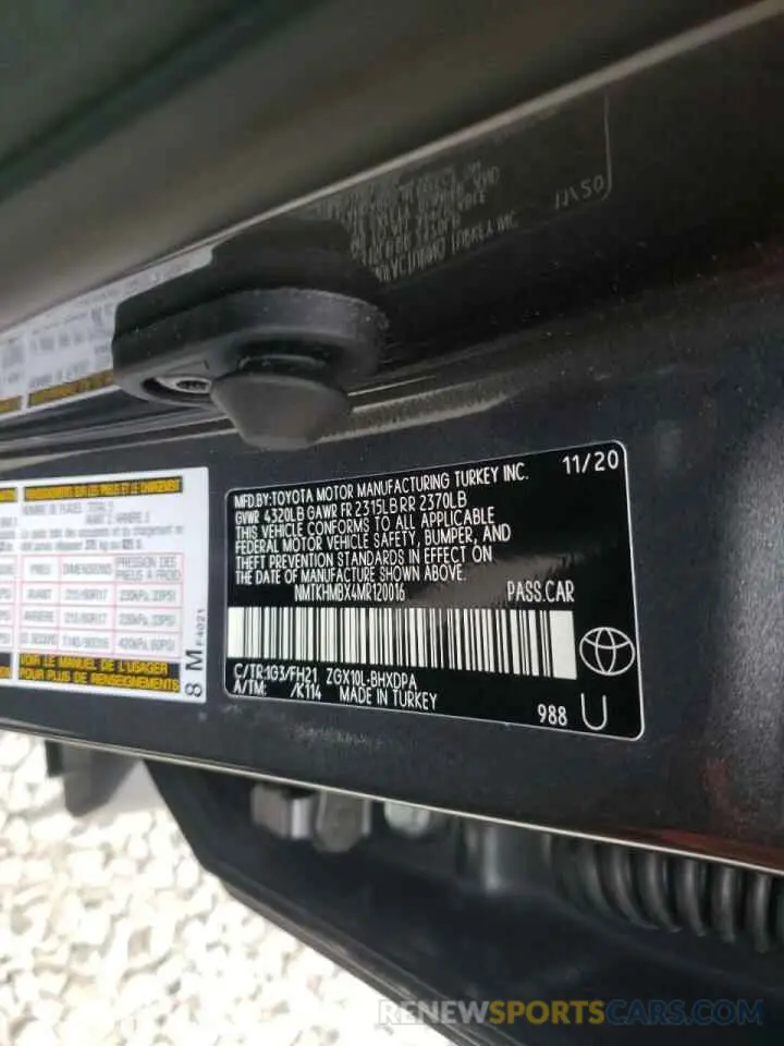10 fotografías del automóvil dañado NMTKHMBX4MR120016 TOYOTA C-HR 2021