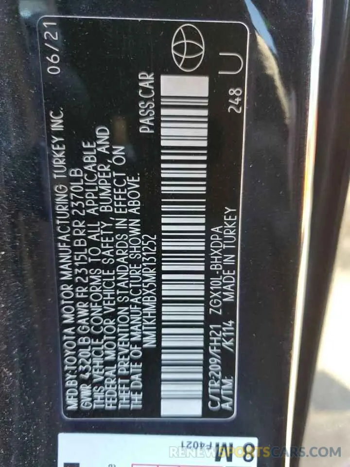 12 fotografías del automóvil dañado NMTKHMBX5MR131252 TOYOTA C-HR 2021