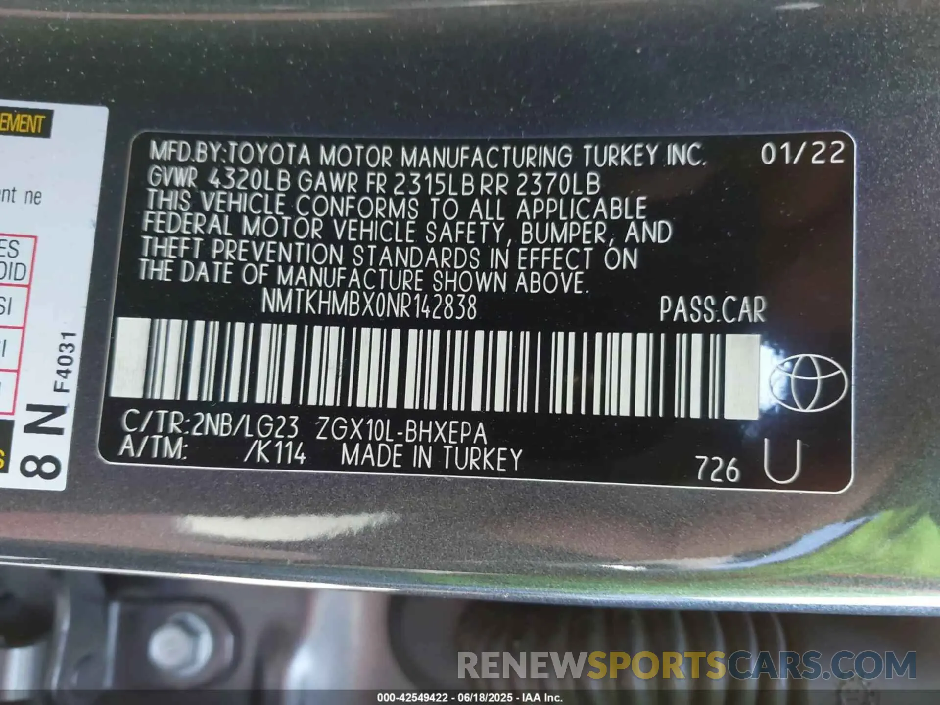 9 fotografías del automóvil dañado NMTKHMBX0NR142838 TOYOTA C-HR 2022