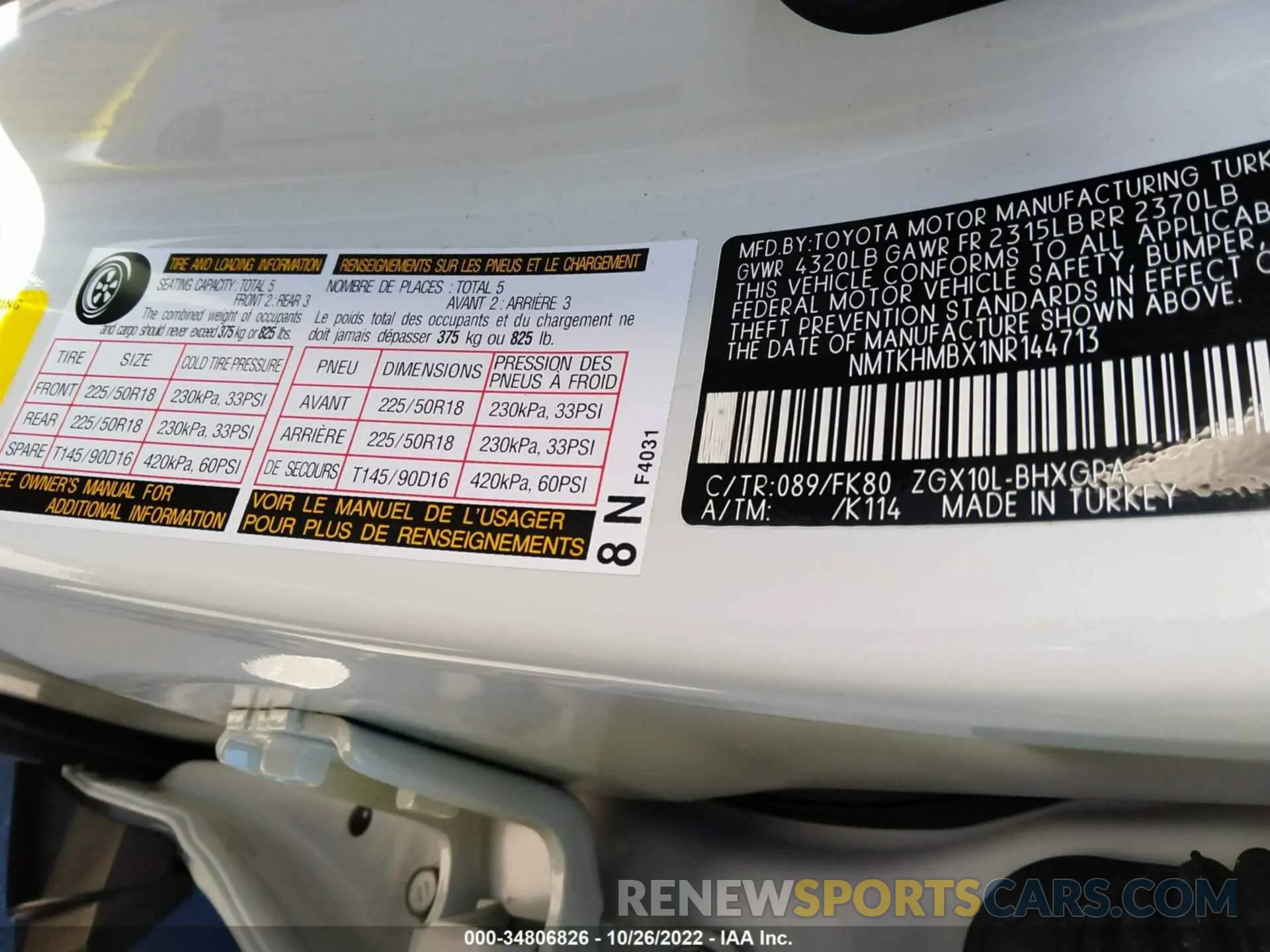 9 fotografías del automóvil dañado NMTKHMBX1NR144713 TOYOTA C-HR 2022