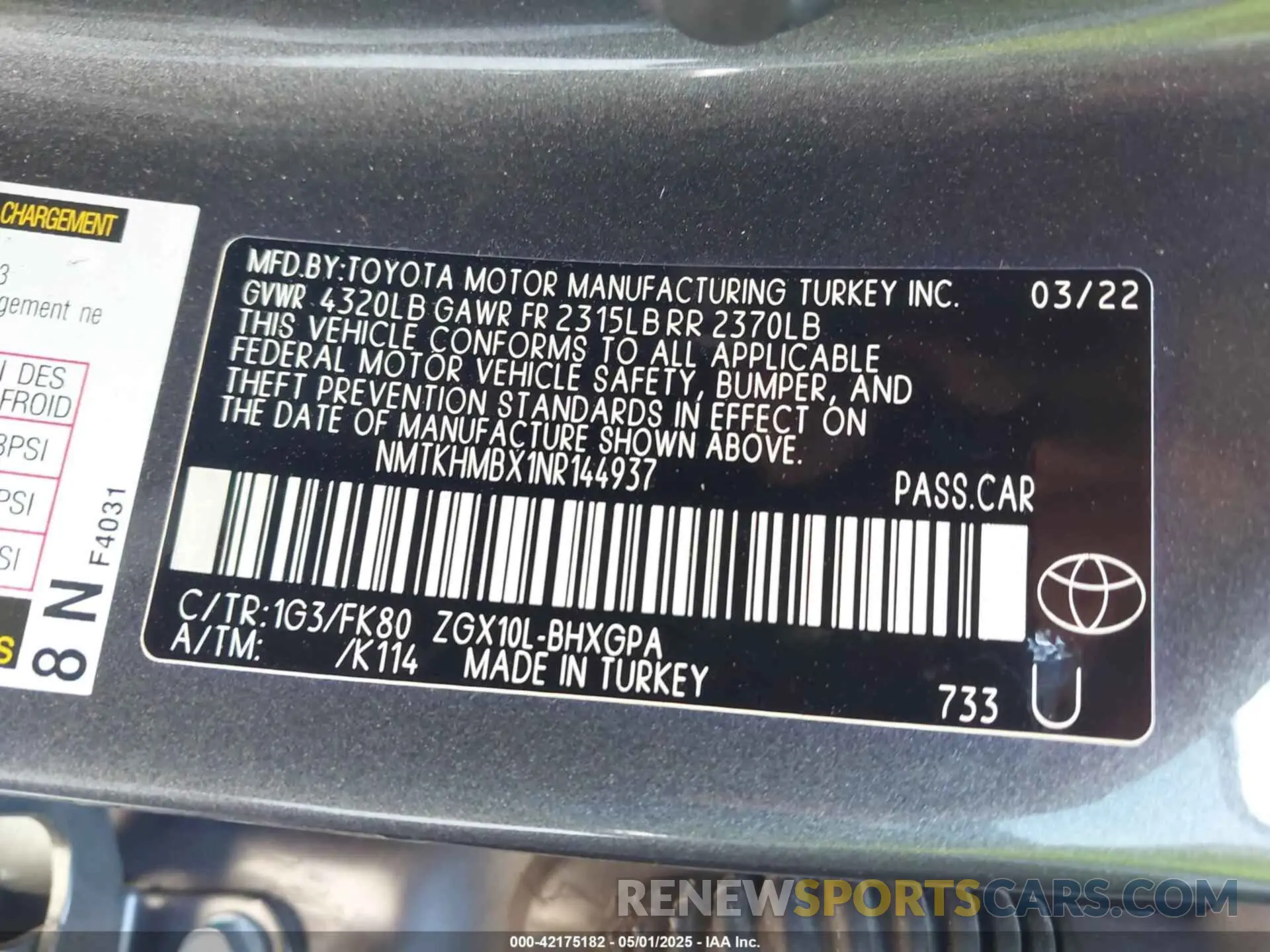 9 fotografías del automóvil dañado NMTKHMBX1NR144937 TOYOTA C-HR 2022