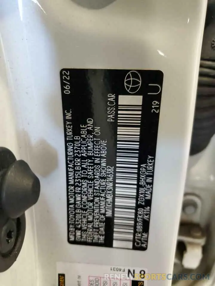 13 fotografías del automóvil dañado NMTKHMBX3NR146382 TOYOTA C-HR 2022