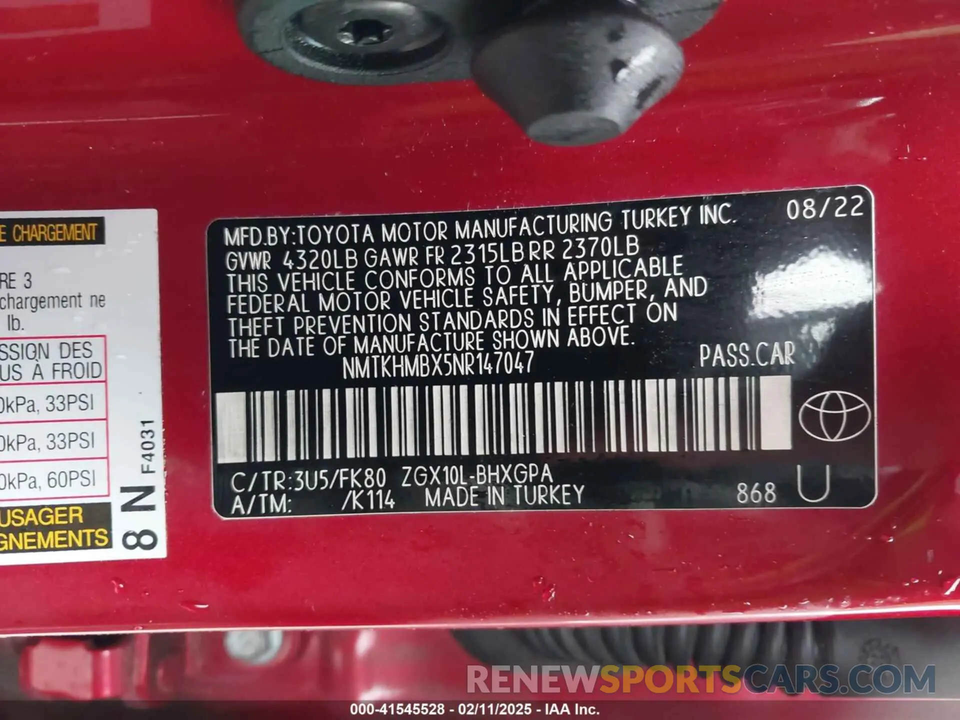 9 fotografías del automóvil dañado NMTKHMBX5NR147047 TOYOTA C-HR 2022