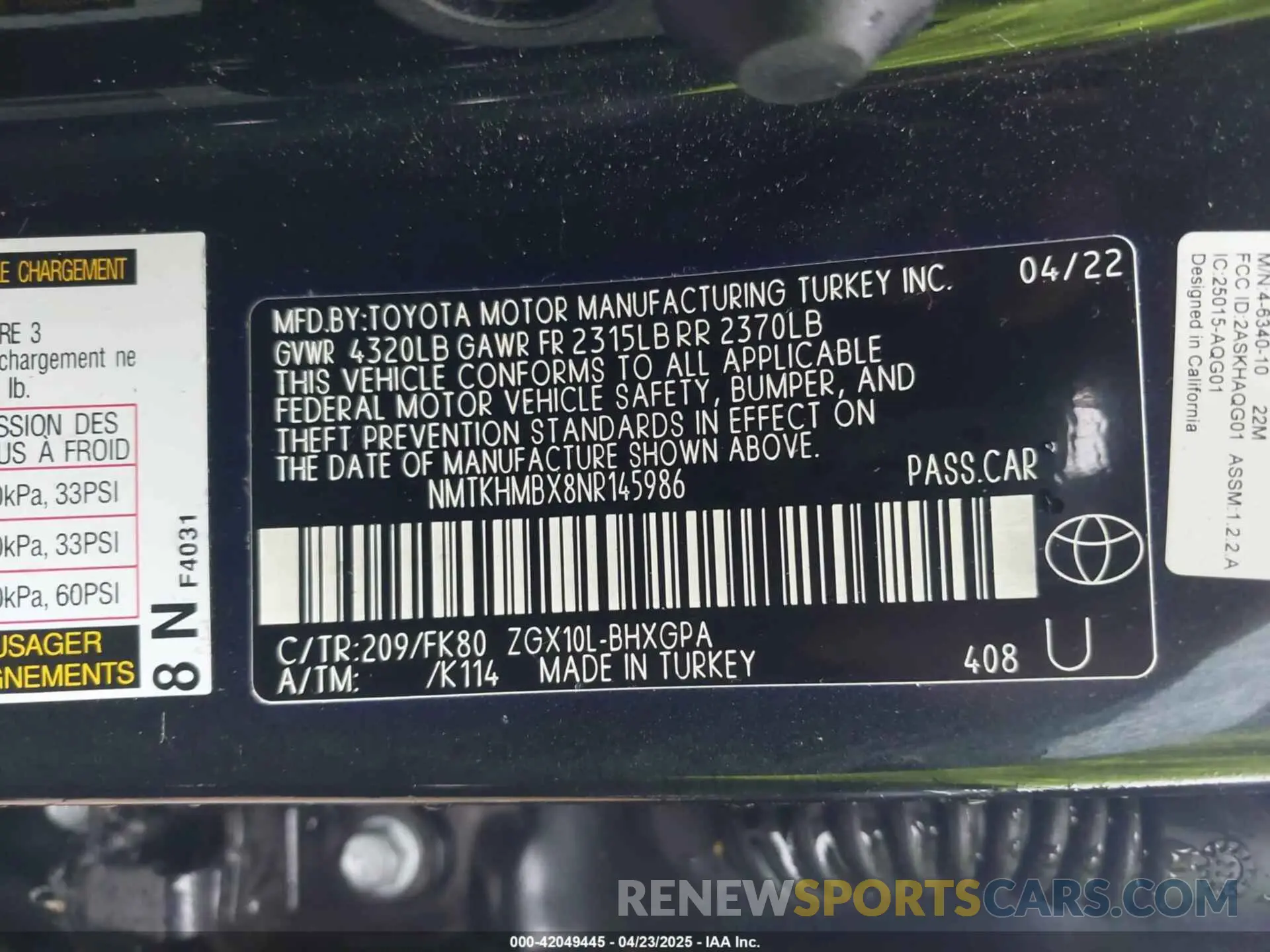 9 fotografías del automóvil dañado NMTKHMBX8NR145986 TOYOTA C-HR 2022