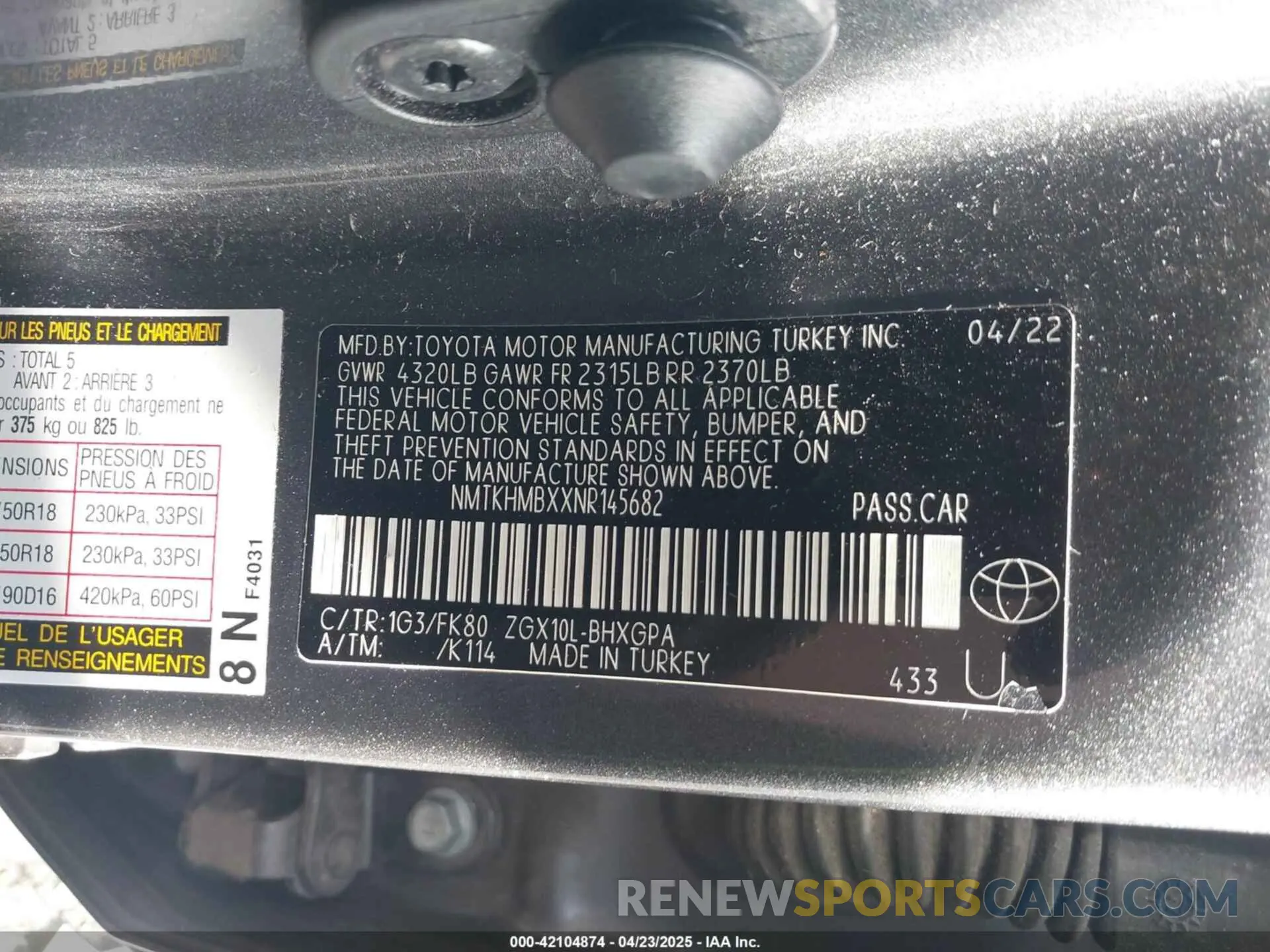 9 fotografías del automóvil dañado NMTKHMBXXNR145682 TOYOTA C-HR 2022
