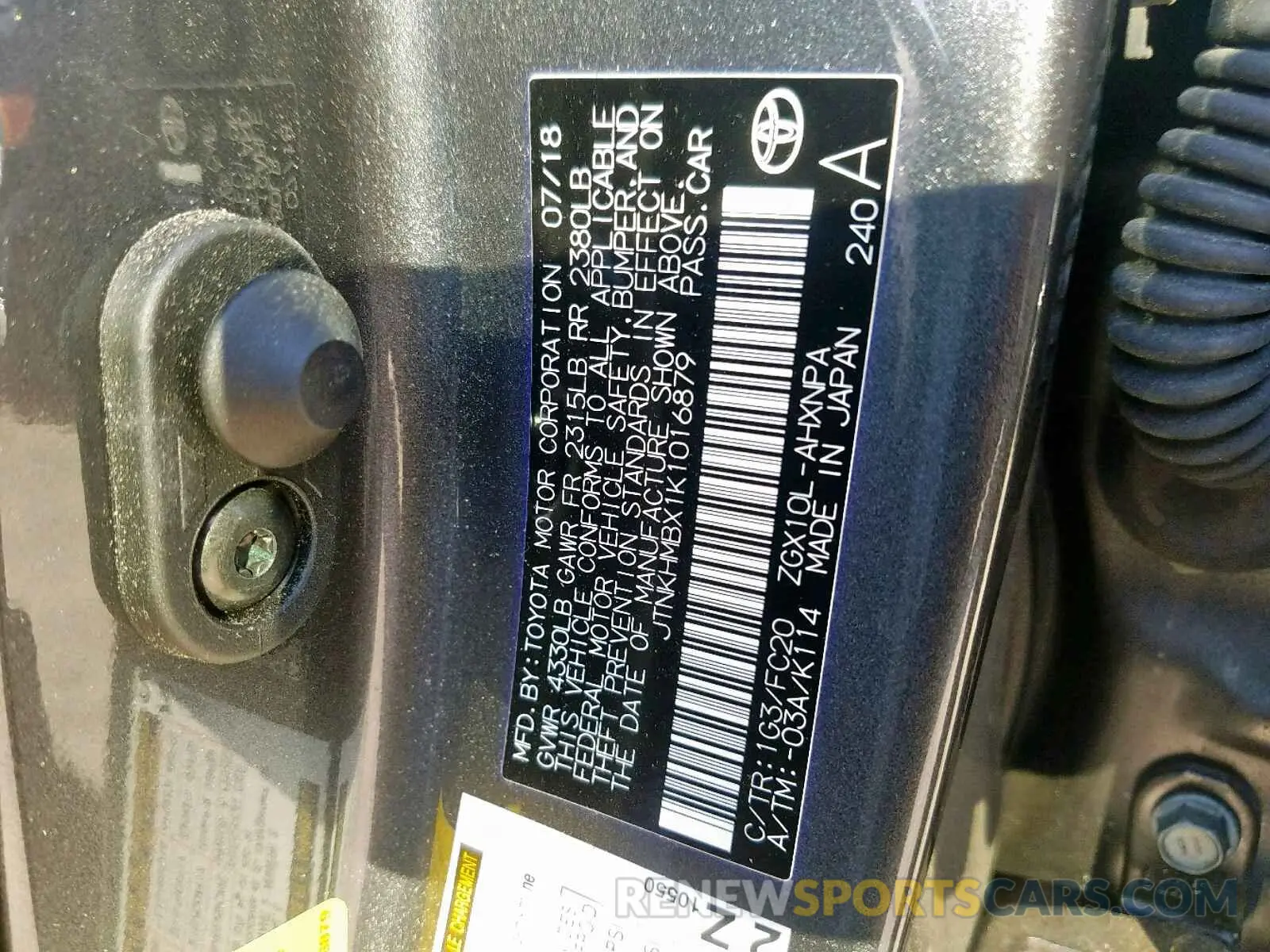 10 fotografías del automóvil dañado JTNKHMBX1K1016879 TOYOTA C-HR XLE 2019