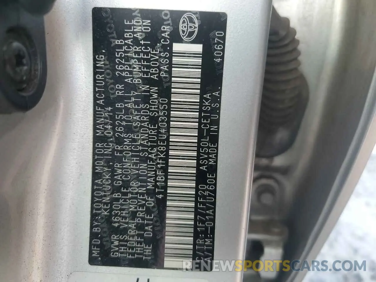 12 fotografías del automóvil dañado 4T1BF1FK8EU403550 TOYOTA CAMRY 2014