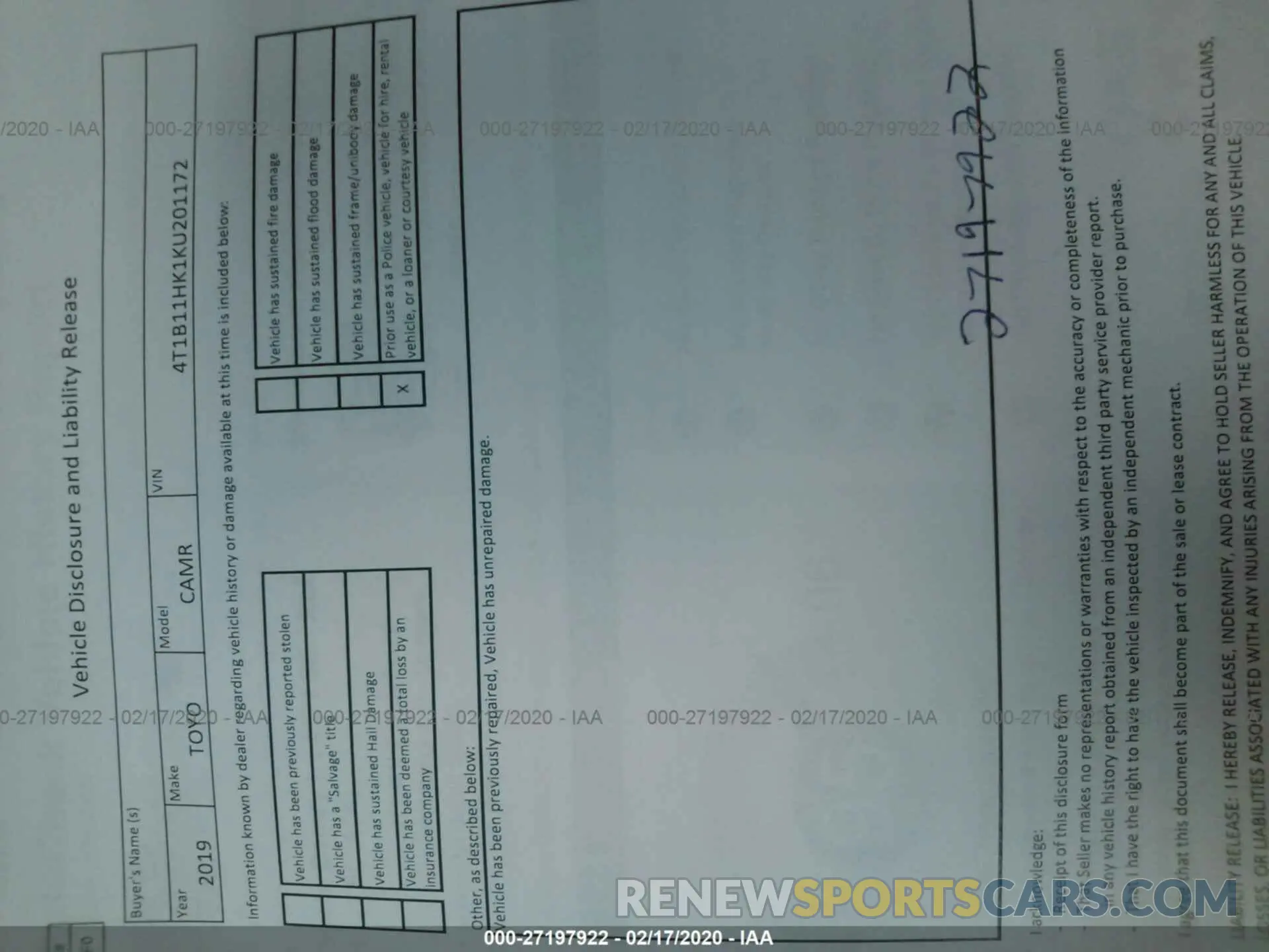 6 fotografías del automóvil dañado 4T1B11HK1KU201172 TOYOTA CAMRY 2019