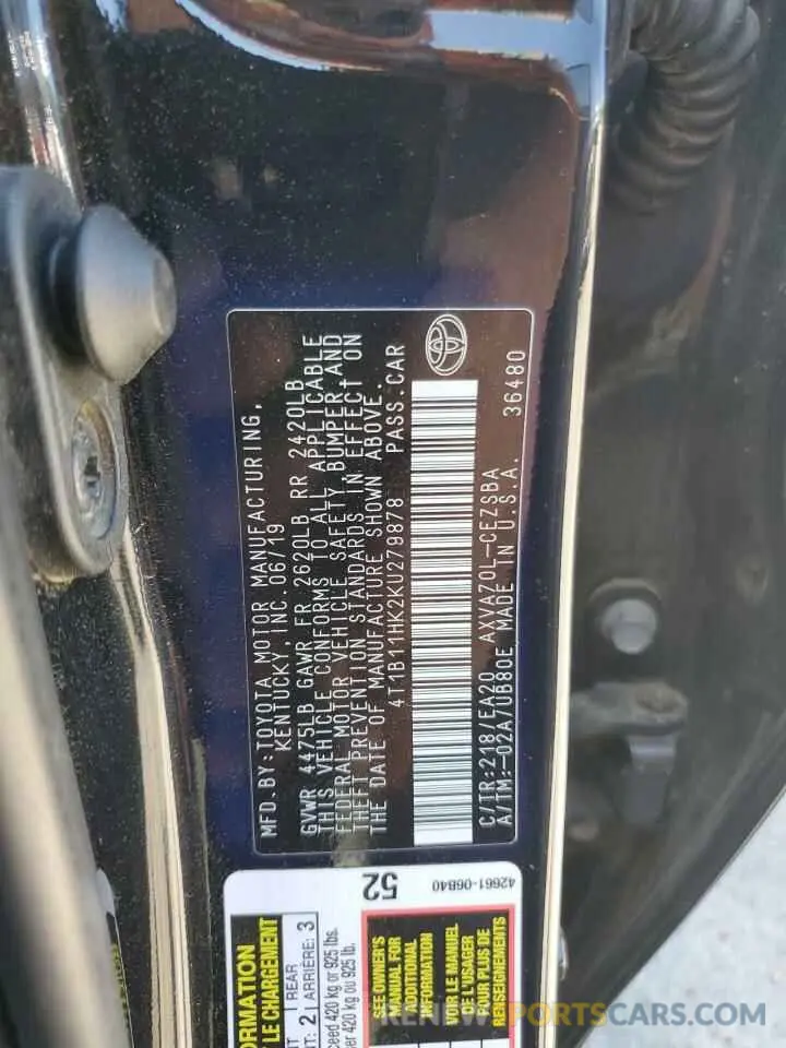 13 fotografías del automóvil dañado 4T1B11HK2KU279878 TOYOTA CAMRY 2019