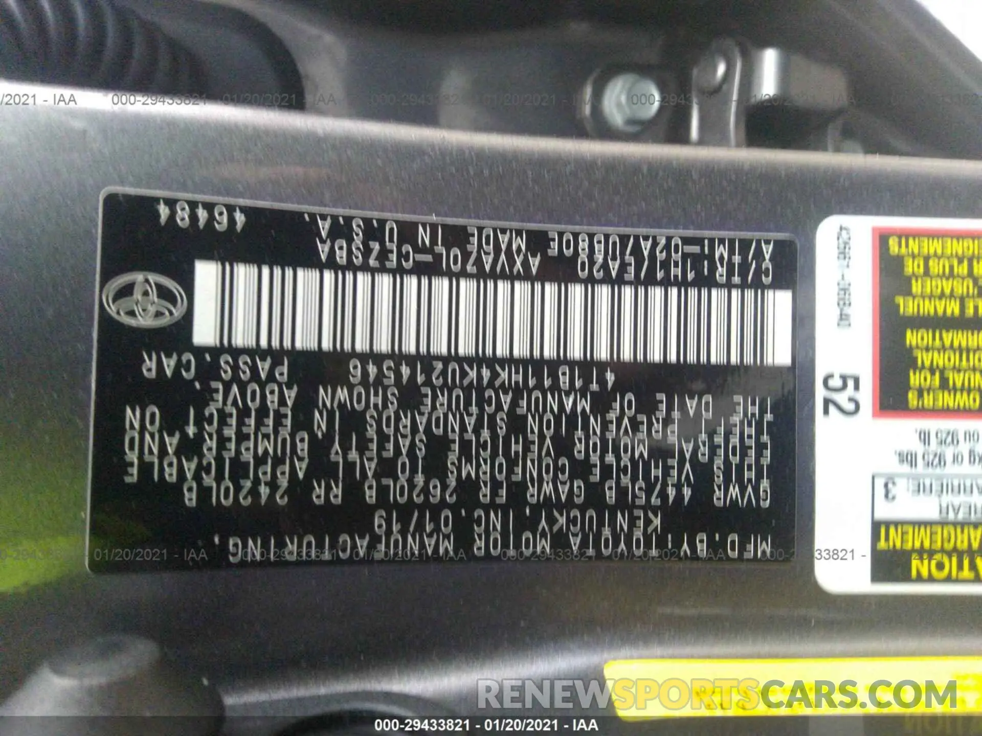 9 fotografías del automóvil dañado 4T1B11HK4KU214546 TOYOTA CAMRY 2019