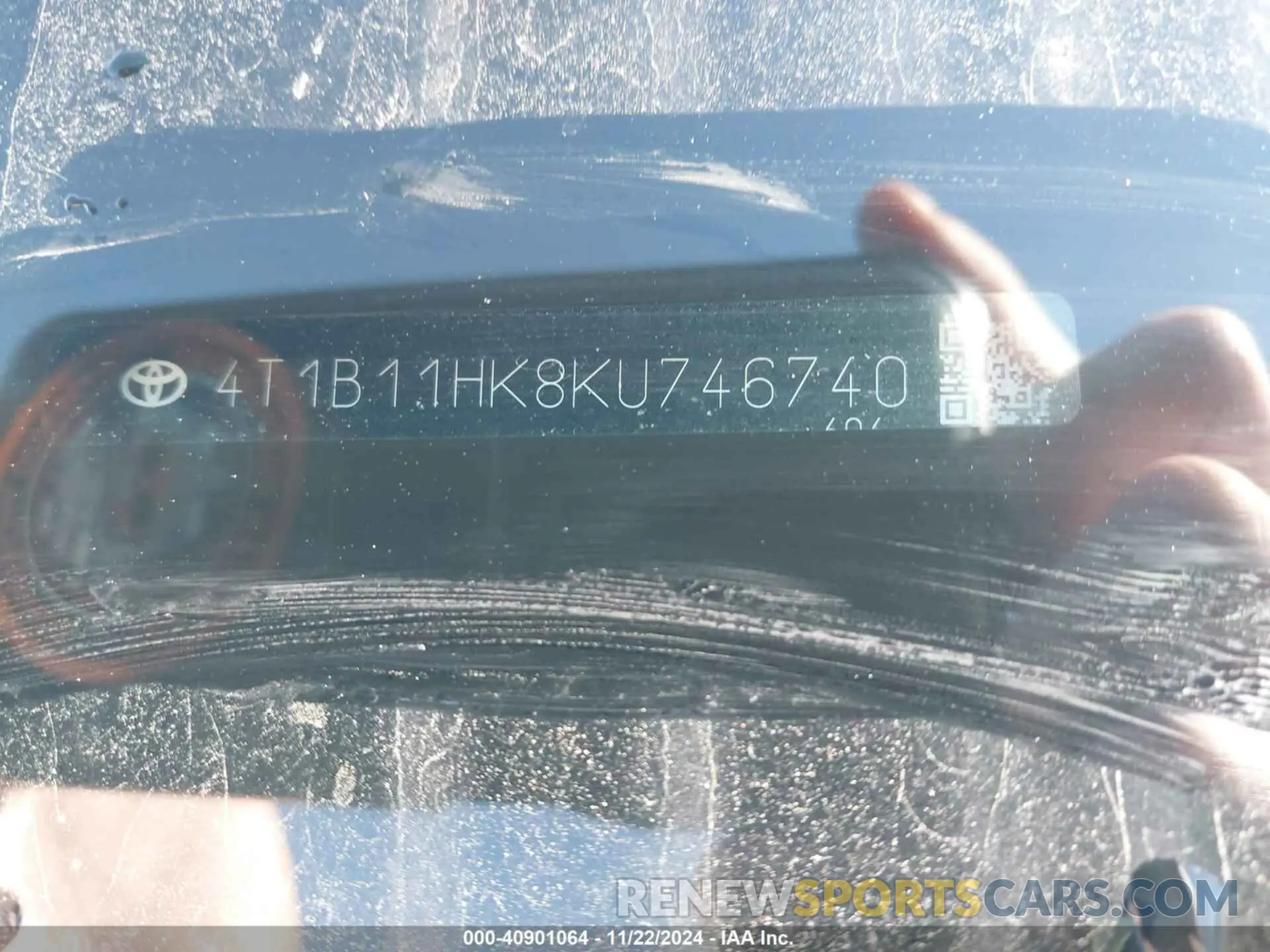 9 fotografías del automóvil dañado 4T1B11HK8KU746740 TOYOTA CAMRY 2019