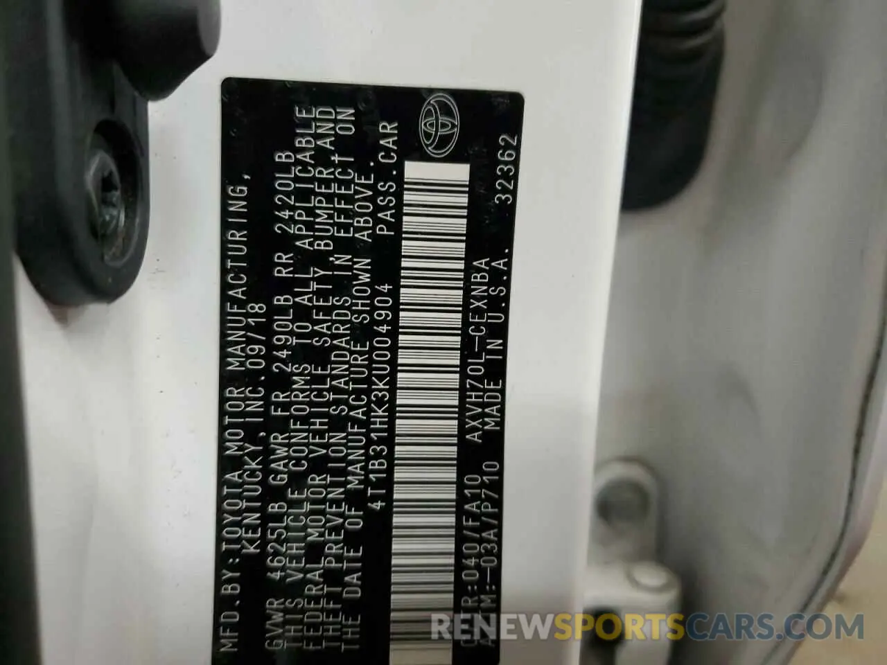 13 fotografías del automóvil dañado 4T1B31HK3KU004904 TOYOTA CAMRY 2019