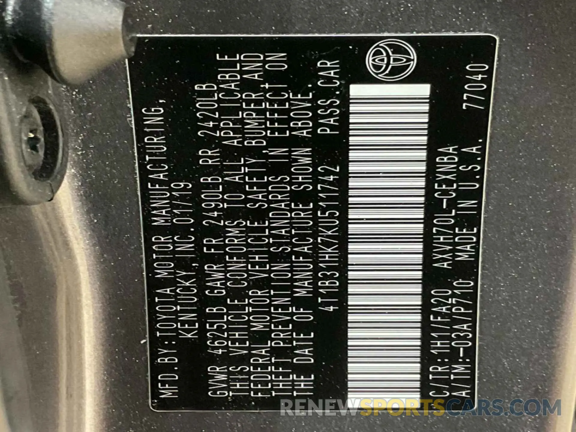 27 fotografías del automóvil dañado 4T1B31HK7KU511742 TOYOTA CAMRY 2019
