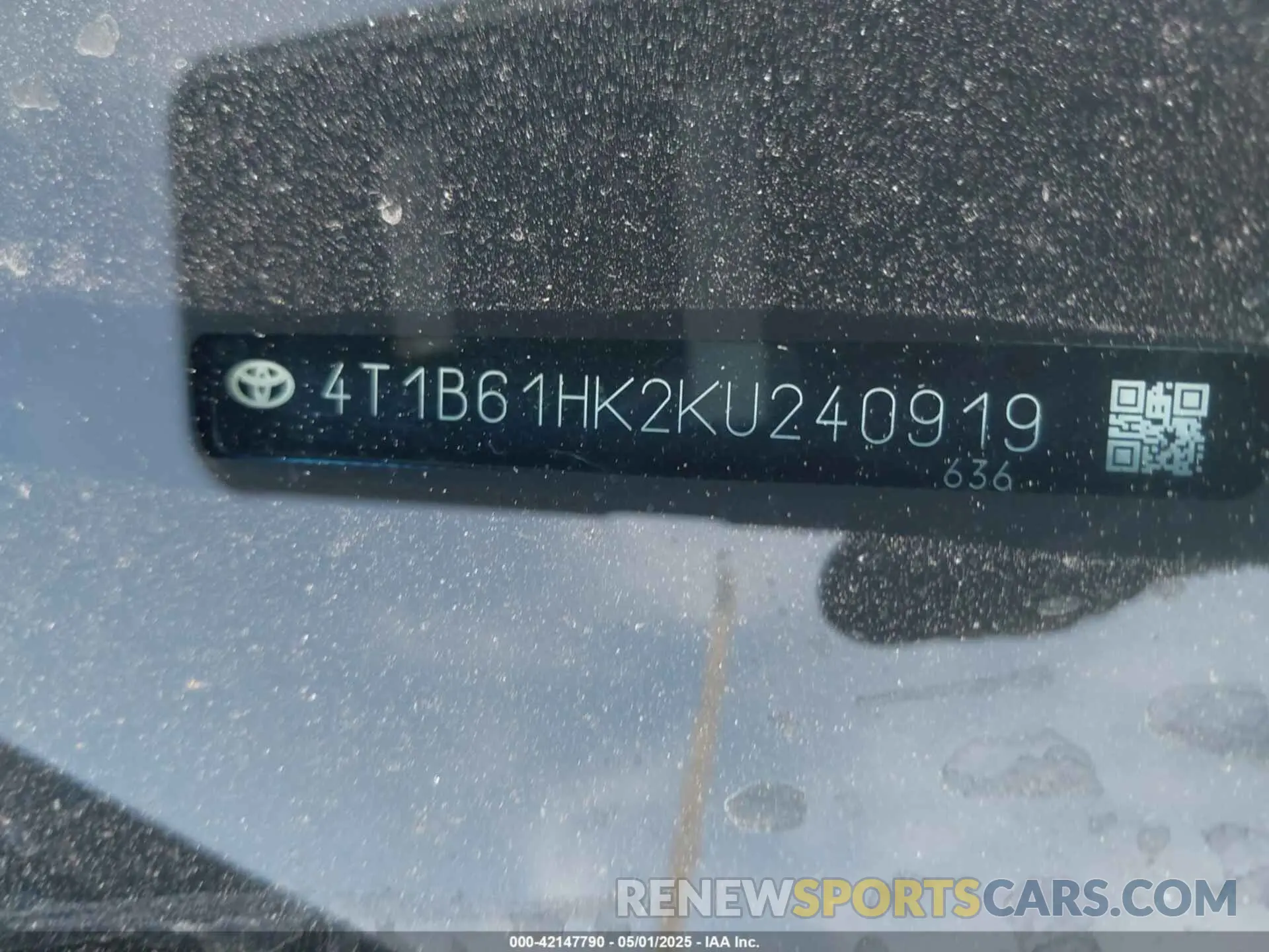 9 fotografías del automóvil dañado 4T1B61HK2KU240919 TOYOTA CAMRY 2019