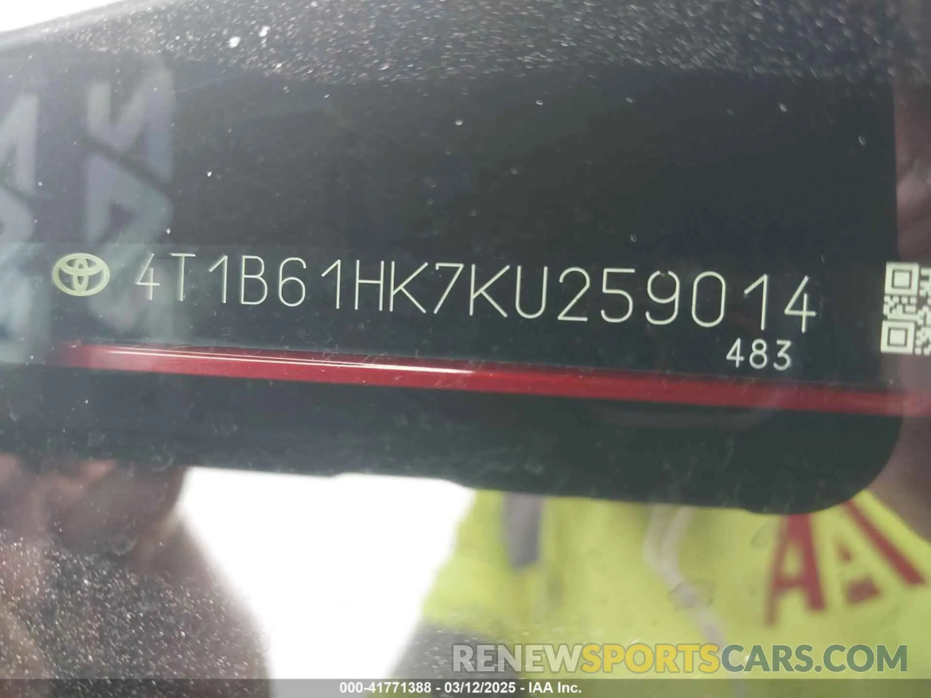 9 fotografías del automóvil dañado 4T1B61HK7KU259014 TOYOTA CAMRY 2019