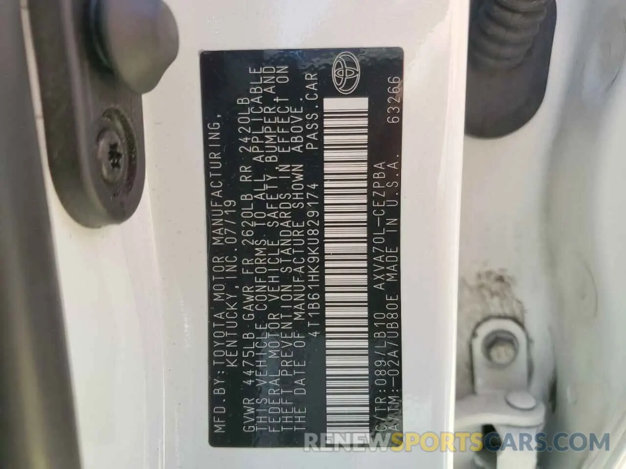 12 fotografías del automóvil dañado 4T1B61HK9KU829174 TOYOTA CAMRY 2019