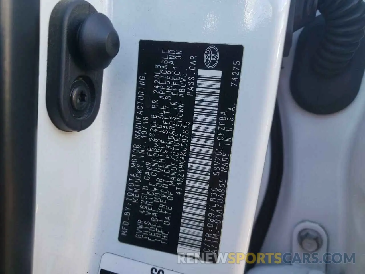 10 fotografías del automóvil dañado 4T1BZ1HK4KU507615 TOYOTA CAMRY 2019