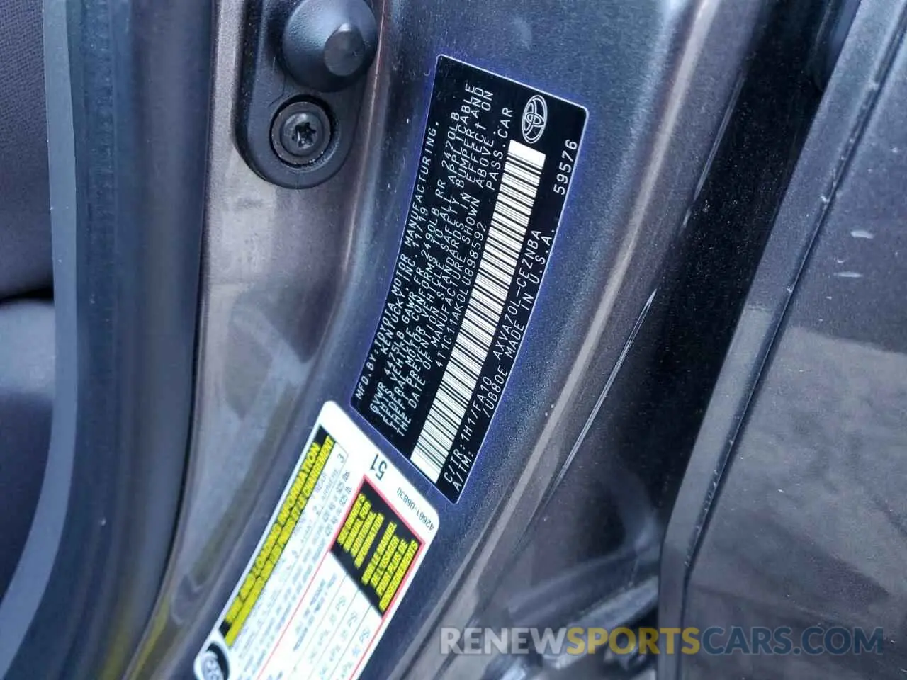 12 fotografías del automóvil dañado 4T1C11AK0LU898592 TOYOTA CAMRY 2020