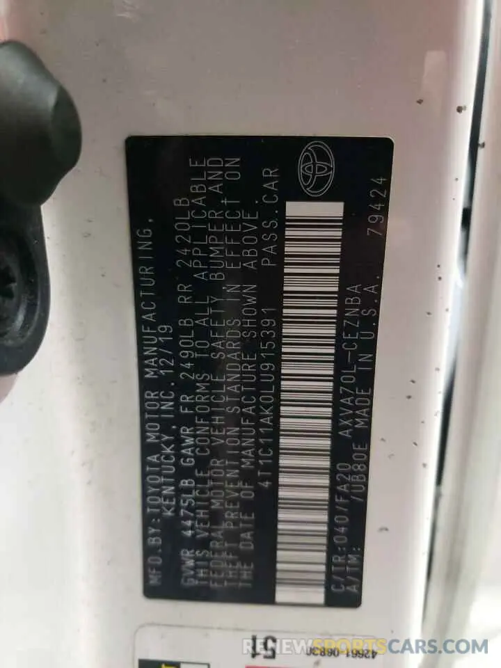 13 fotografías del automóvil dañado 4T1C11AK0LU915391 TOYOTA CAMRY 2020