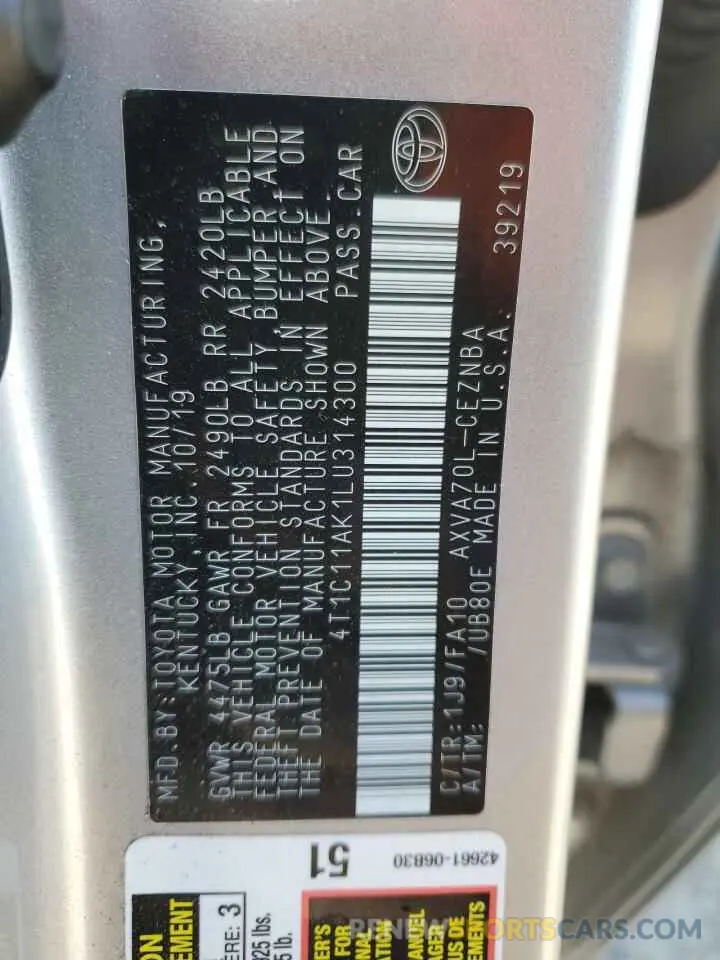 12 fotografías del automóvil dañado 4T1C11AK1LU314300 TOYOTA CAMRY 2020