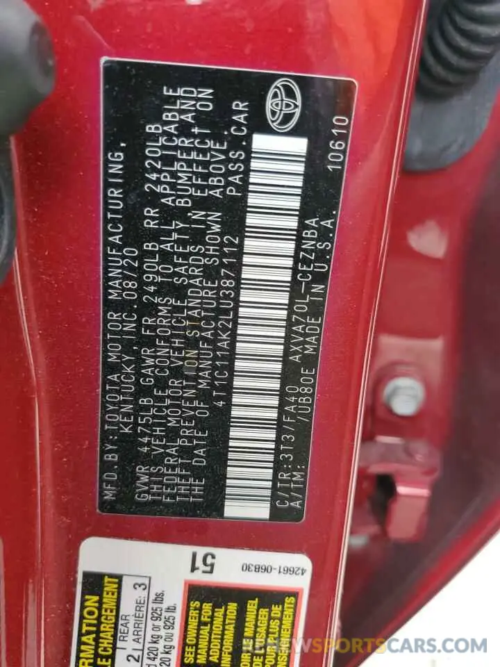 13 fotografías del automóvil dañado 4T1C11AK2LU387112 TOYOTA CAMRY 2020