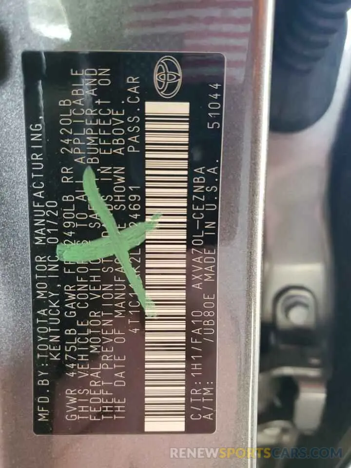13 fotografías del automóvil dañado 4T1C11AK2LU924691 TOYOTA CAMRY 2020