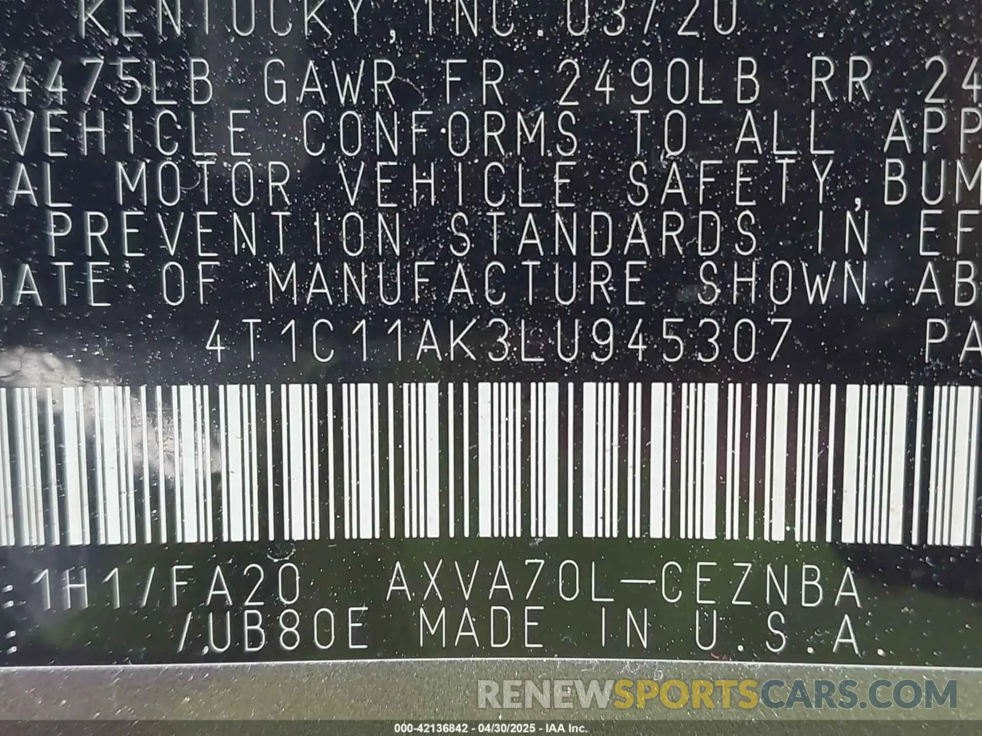 9 fotografías del automóvil dañado 4T1C11AK3LU945307 TOYOTA CAMRY 2020