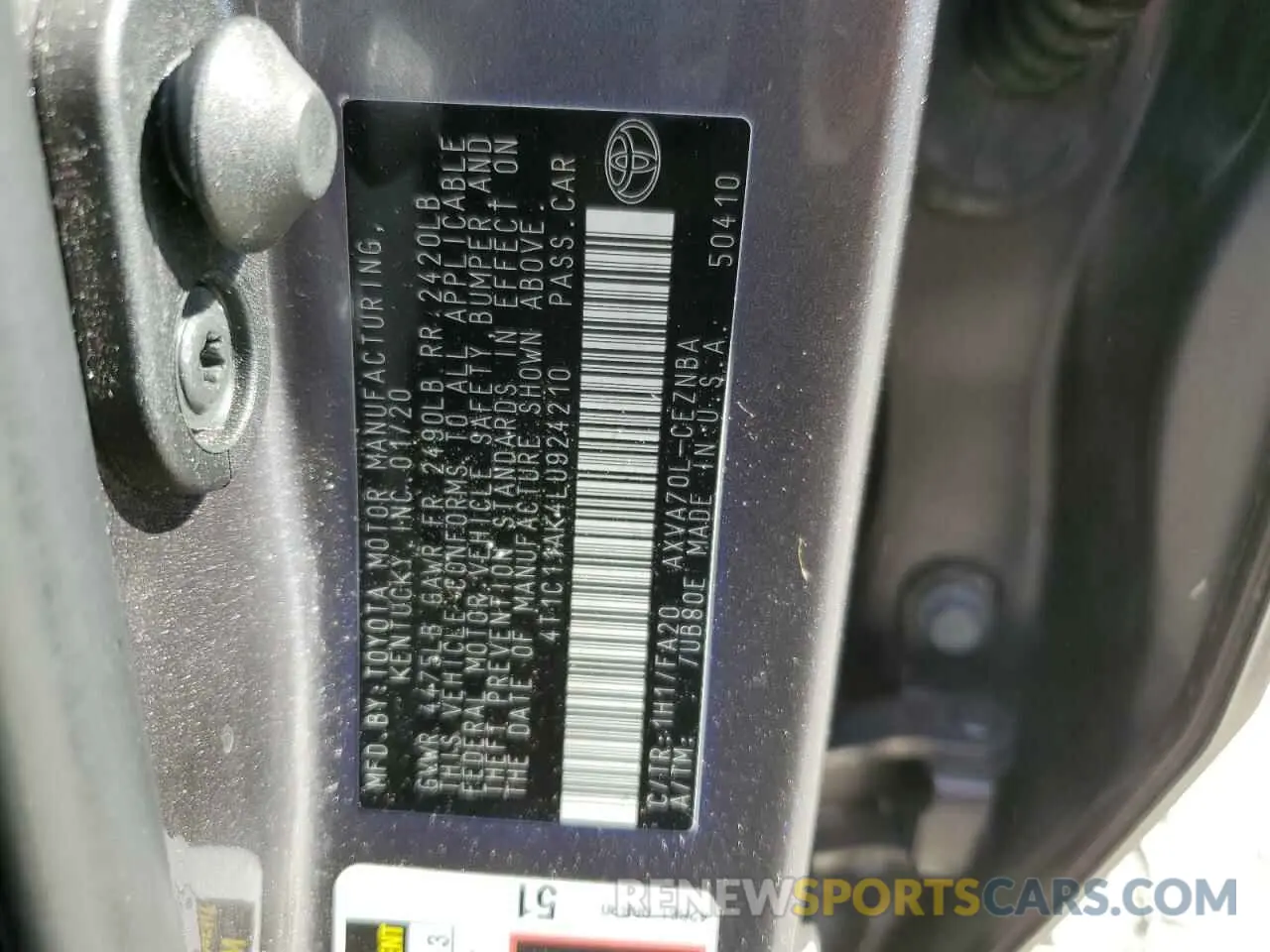 14 fotografías del automóvil dañado 4T1C11AK4LU924210 TOYOTA CAMRY 2020