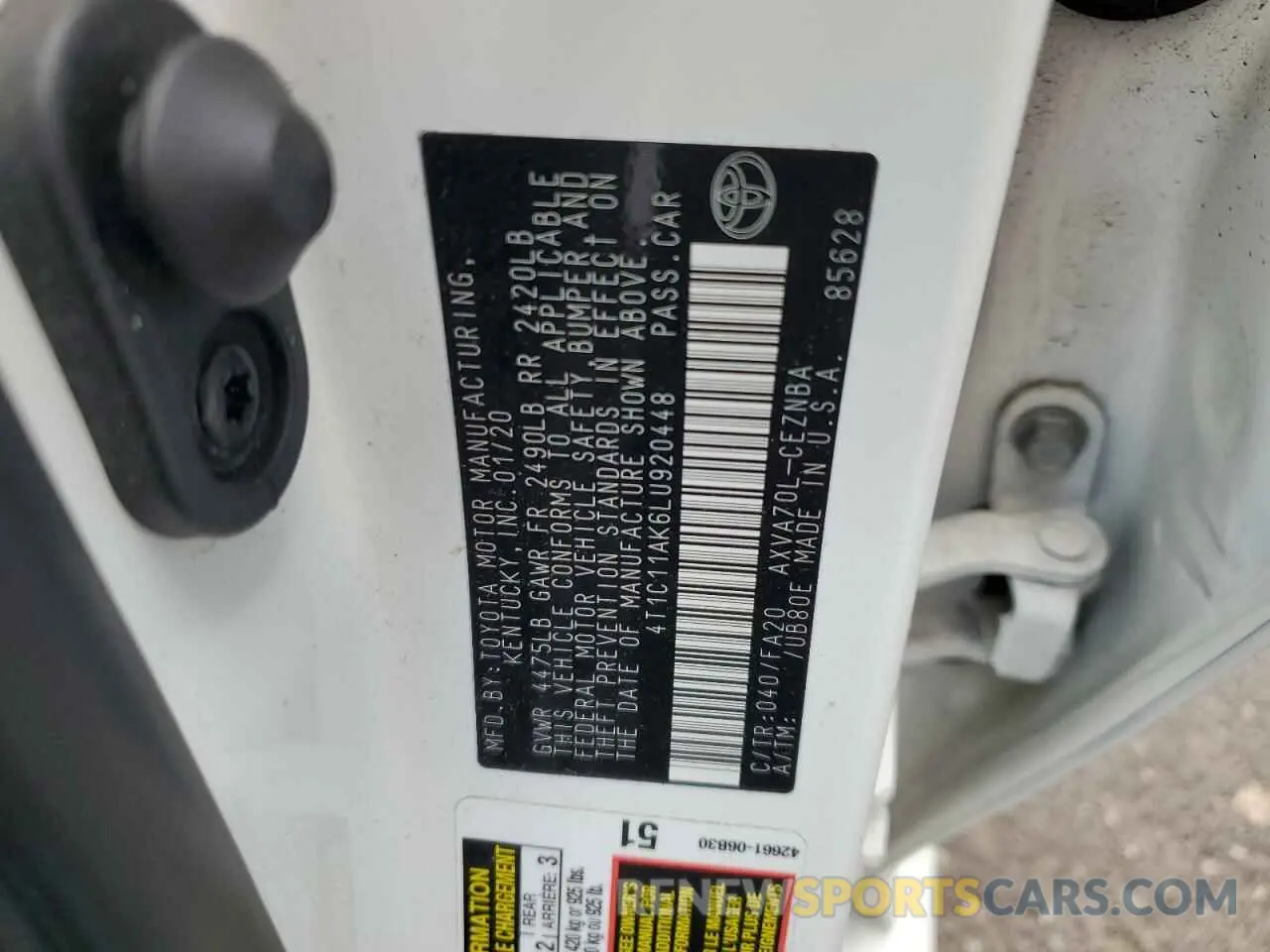 13 fotografías del automóvil dañado 4T1C11AK6LU920448 TOYOTA CAMRY 2020