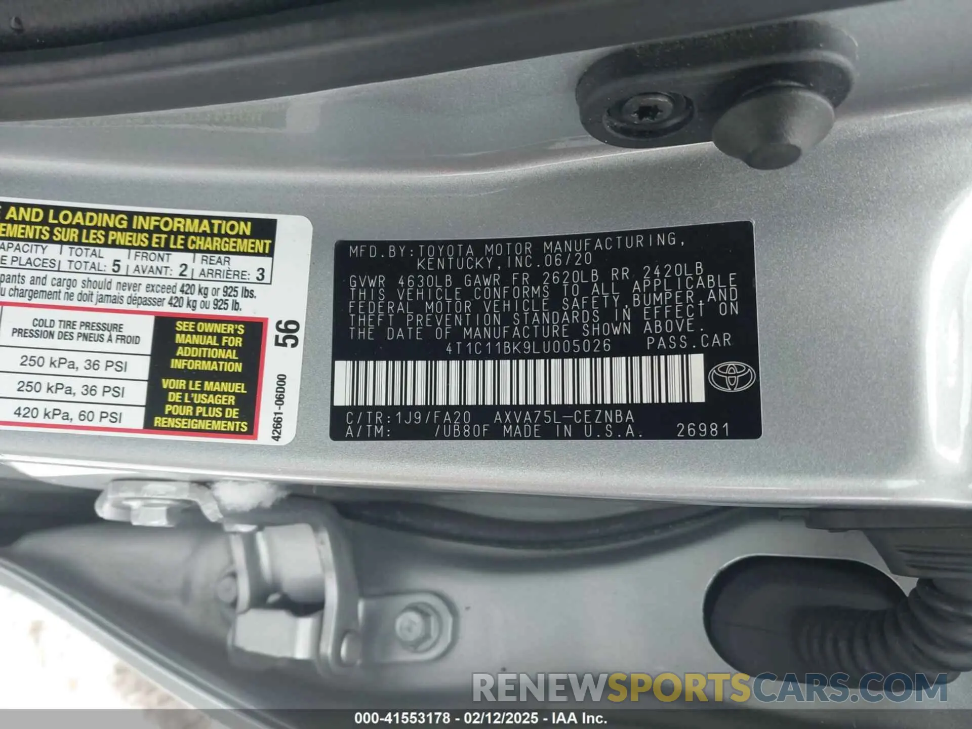 9 fotografías del automóvil dañado 4T1C11BK9LU005026 TOYOTA CAMRY 2020