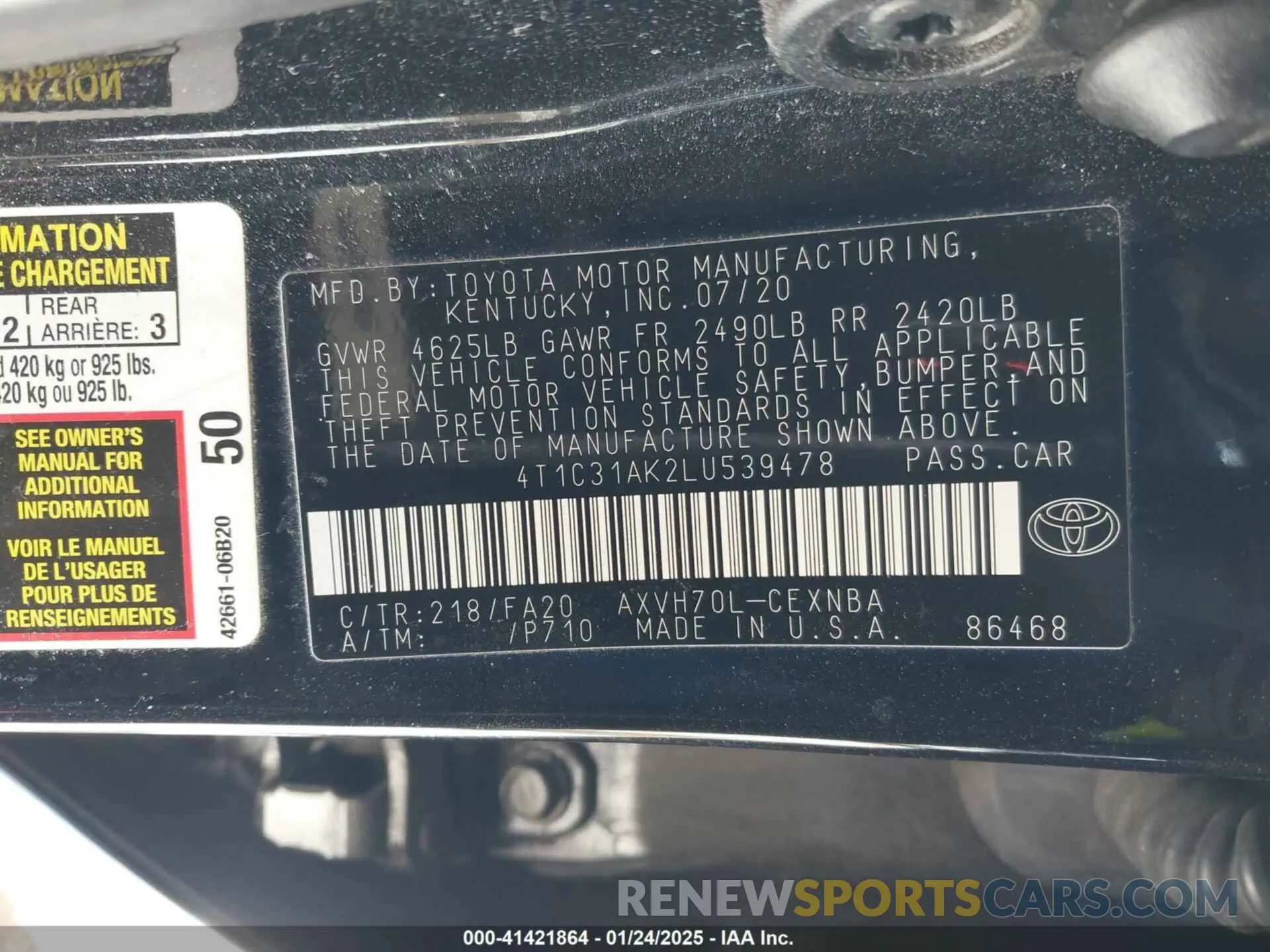 9 fotografías del automóvil dañado 4T1C31AK2LU539478 TOYOTA CAMRY 2020
