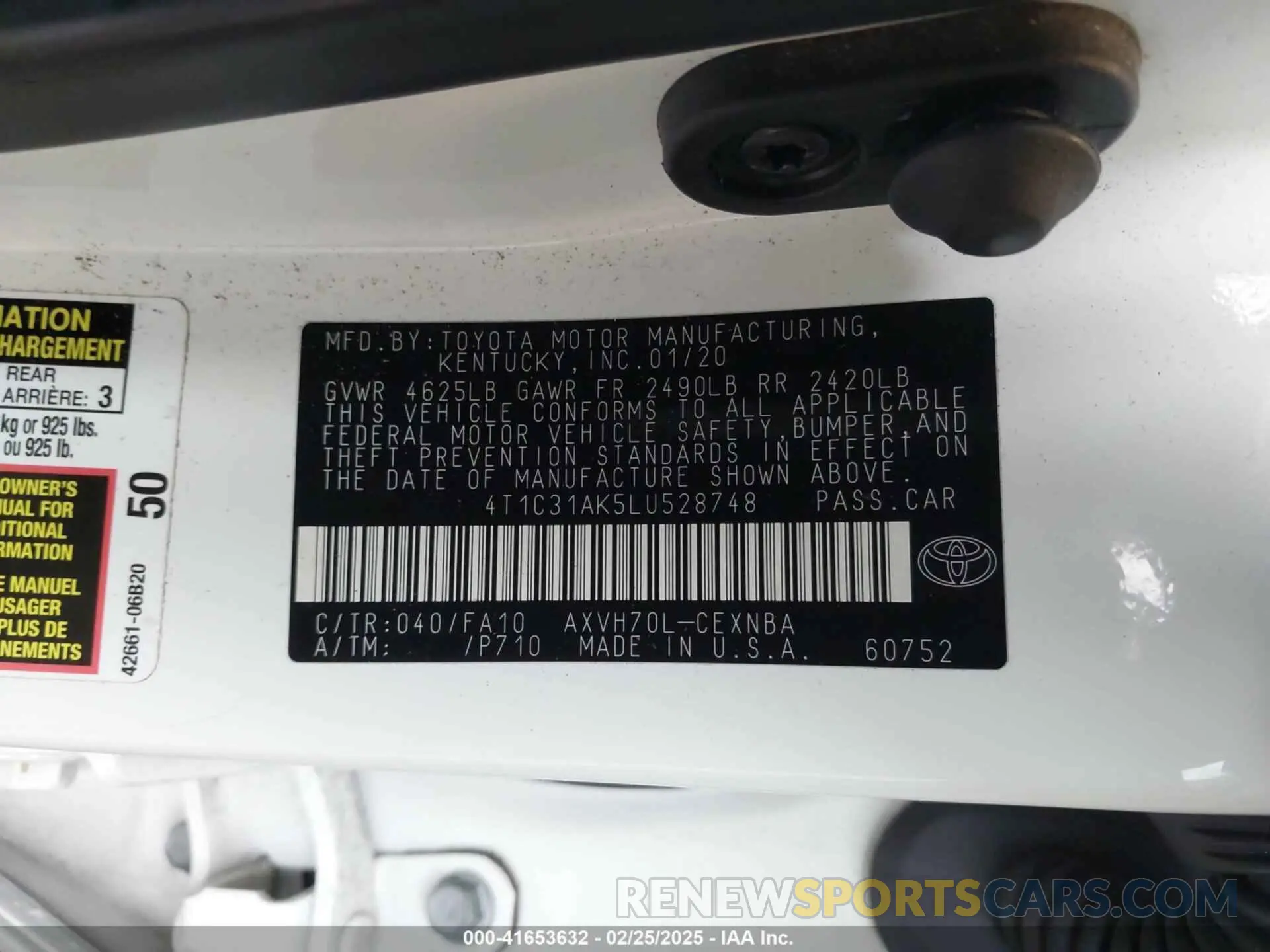 9 fotografías del automóvil dañado 4T1C31AK5LU528748 TOYOTA CAMRY 2020