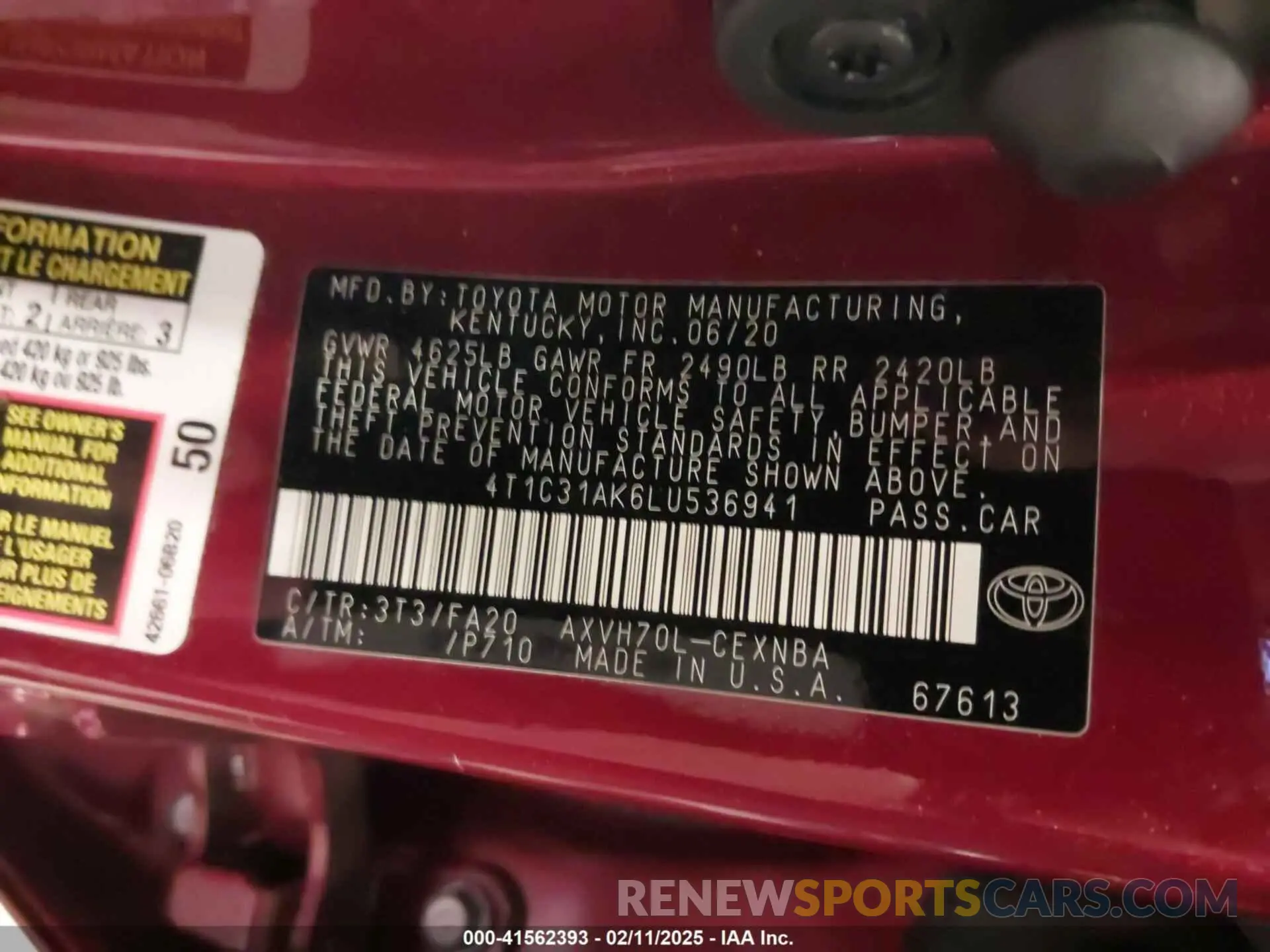9 fotografías del automóvil dañado 4T1C31AK6LU536941 TOYOTA CAMRY 2020