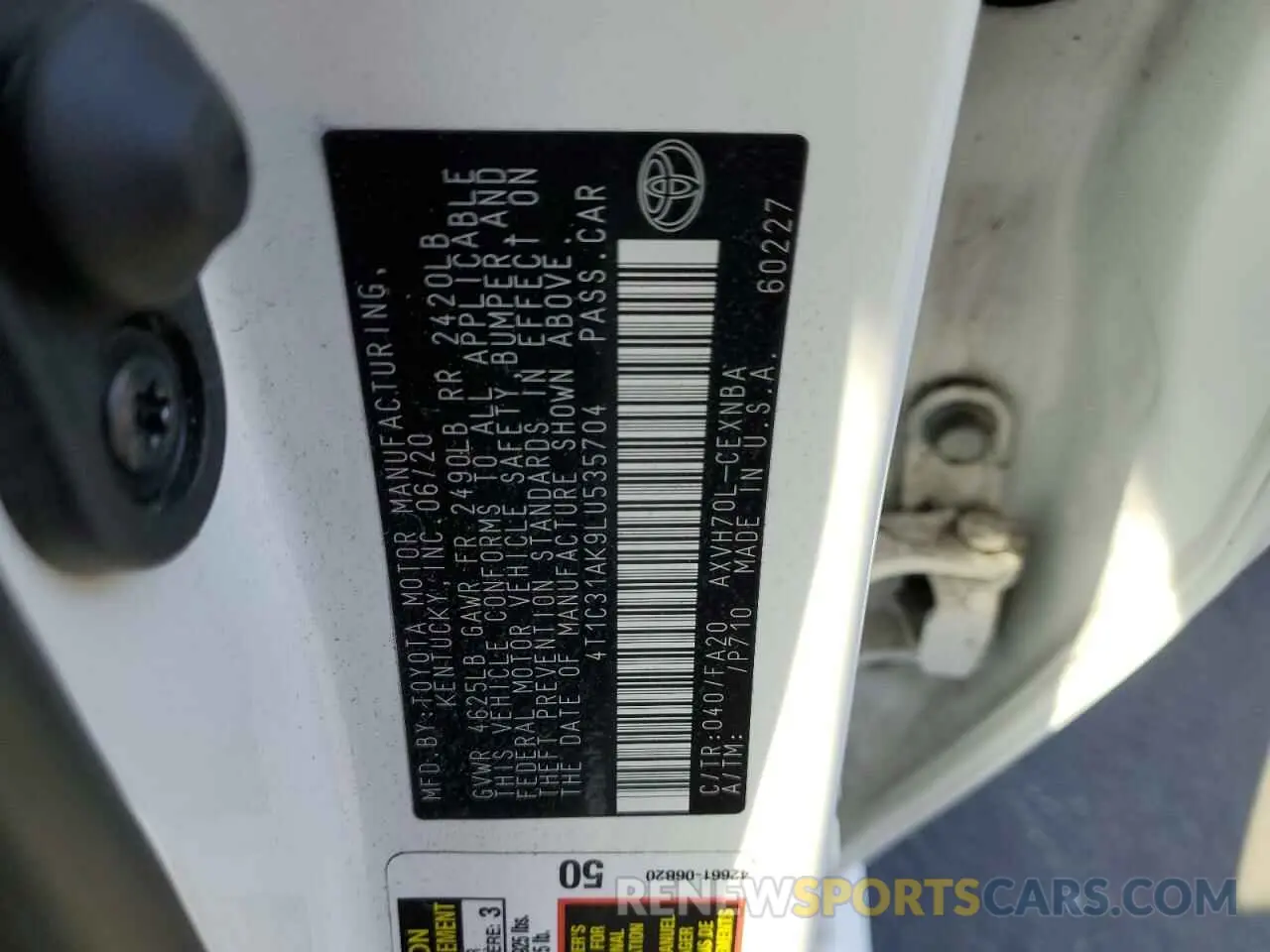 12 fotografías del automóvil dañado 4T1C31AK9LU535704 TOYOTA CAMRY 2020