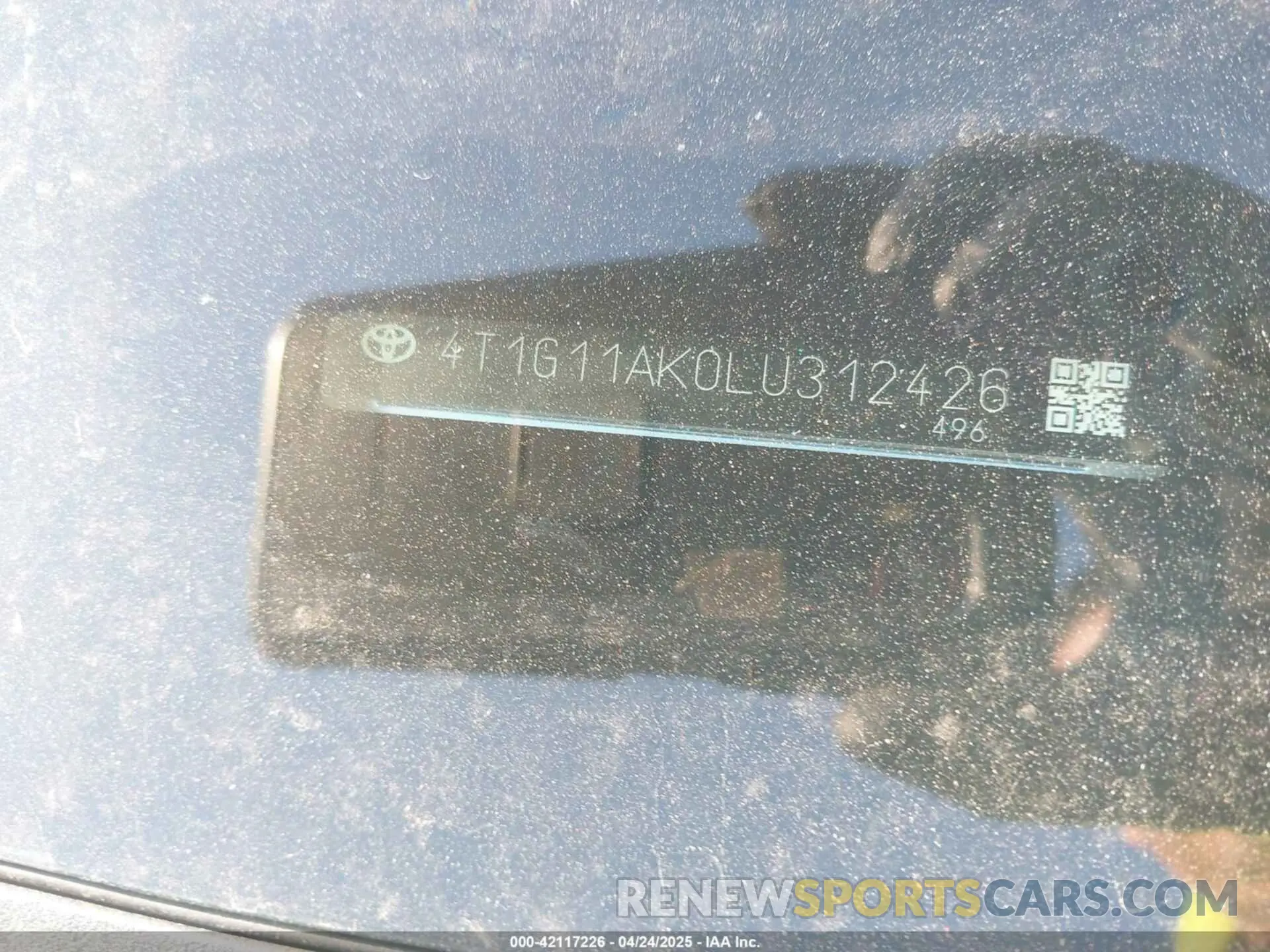 16 fotografías del automóvil dañado 4T1G11AK0LU312426 TOYOTA CAMRY 2020