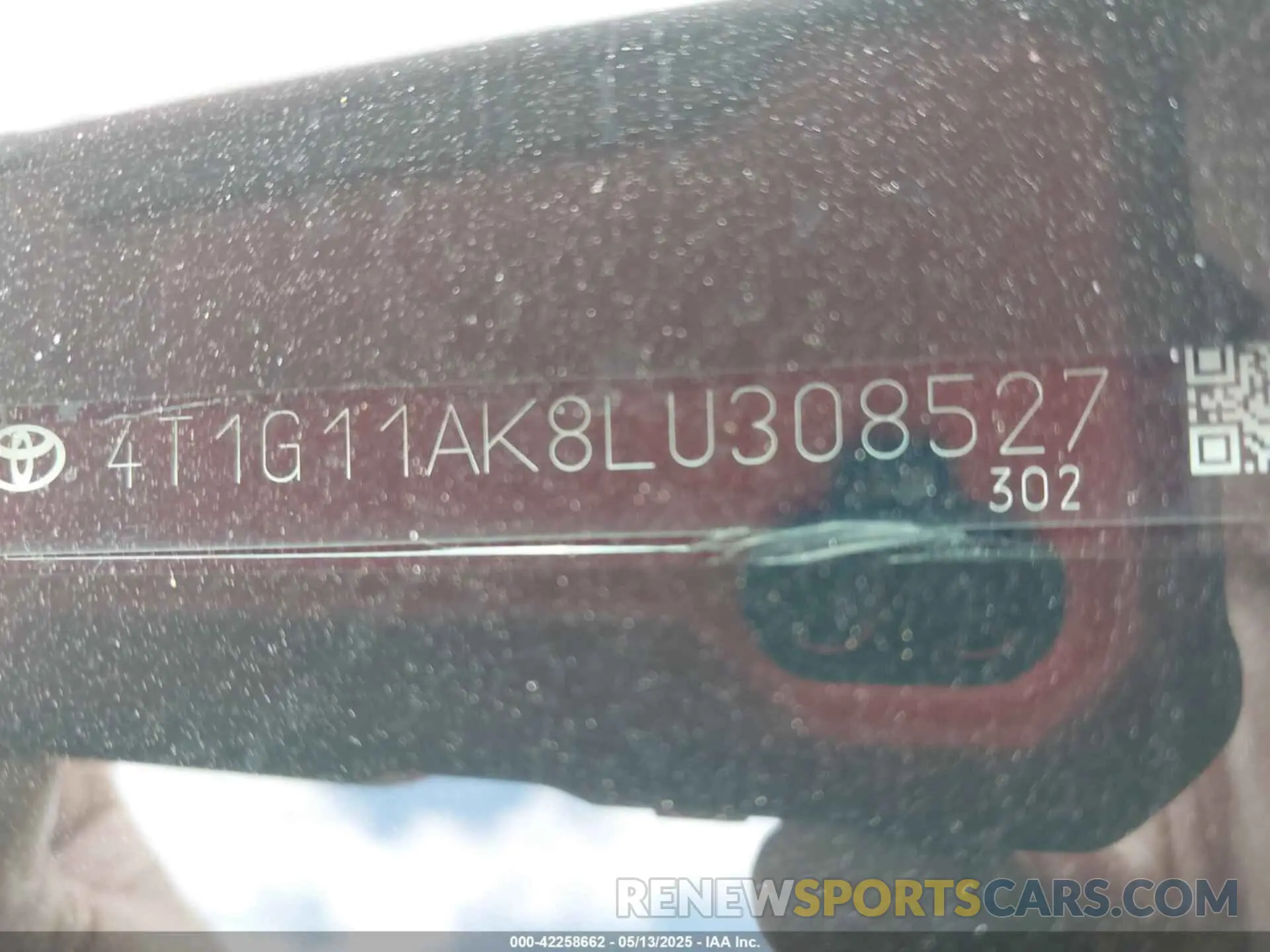 9 fotografías del automóvil dañado 4T1G11AK8LU308527 TOYOTA CAMRY 2020