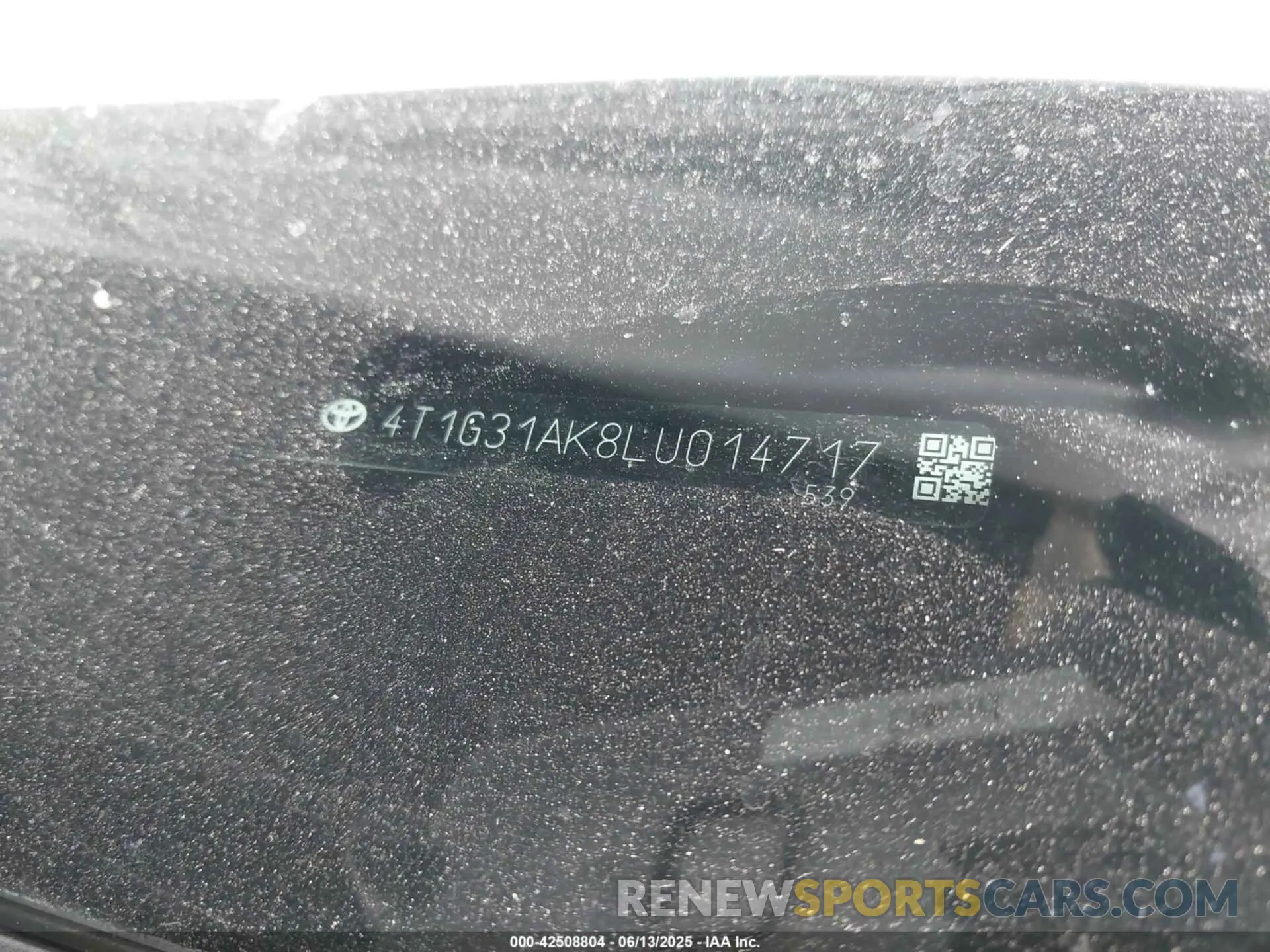 9 fotografías del automóvil dañado 4T1G31AK8LU014717 TOYOTA CAMRY 2020