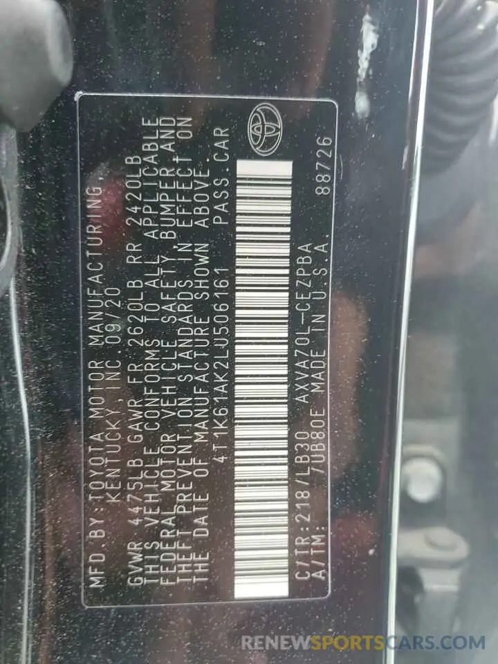 14 fotografías del automóvil dañado 4T1K61AK2LU506161 TOYOTA CAMRY 2020