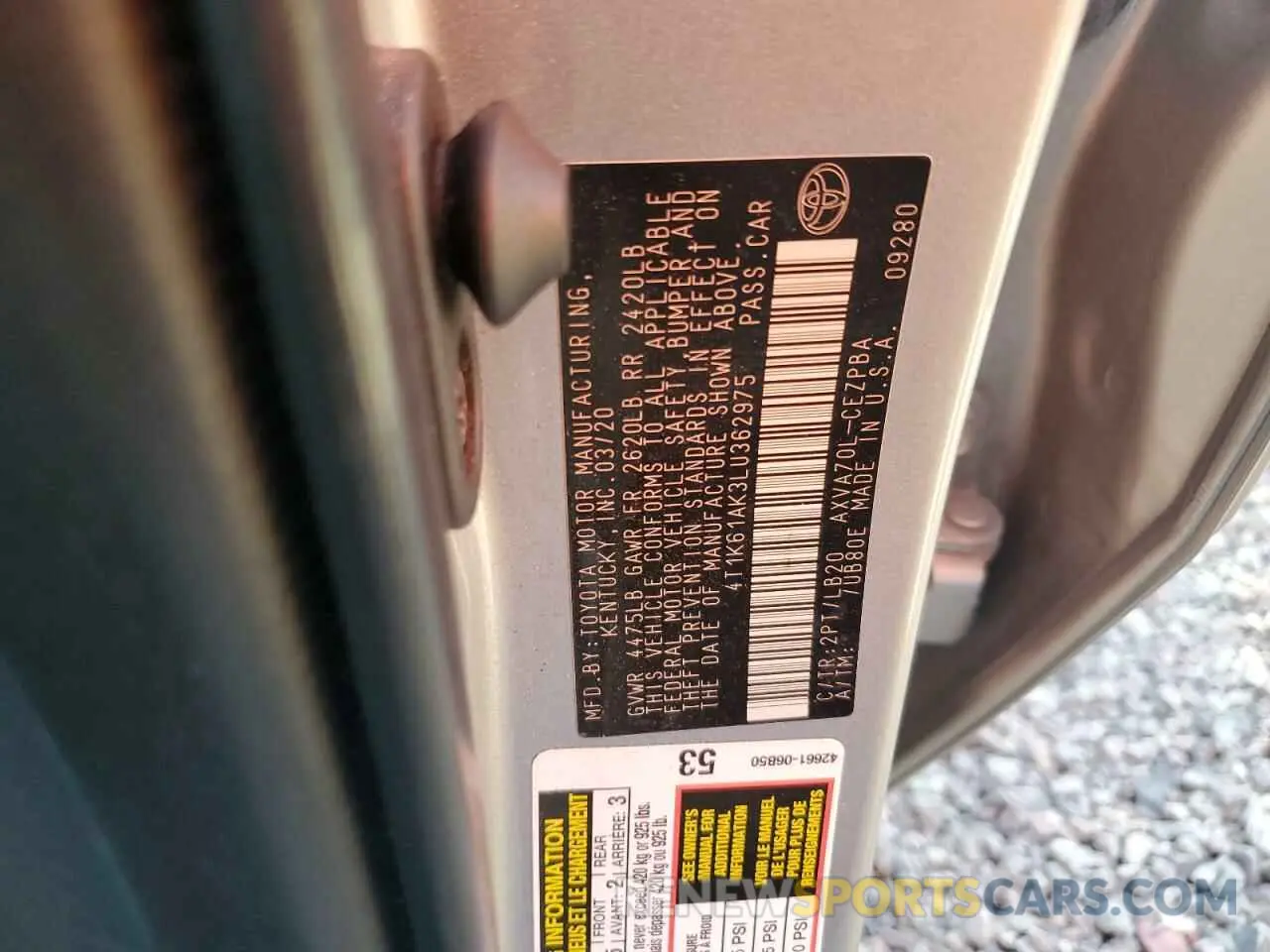 13 fotografías del automóvil dañado 4T1K61AK3LU362975 TOYOTA CAMRY 2020