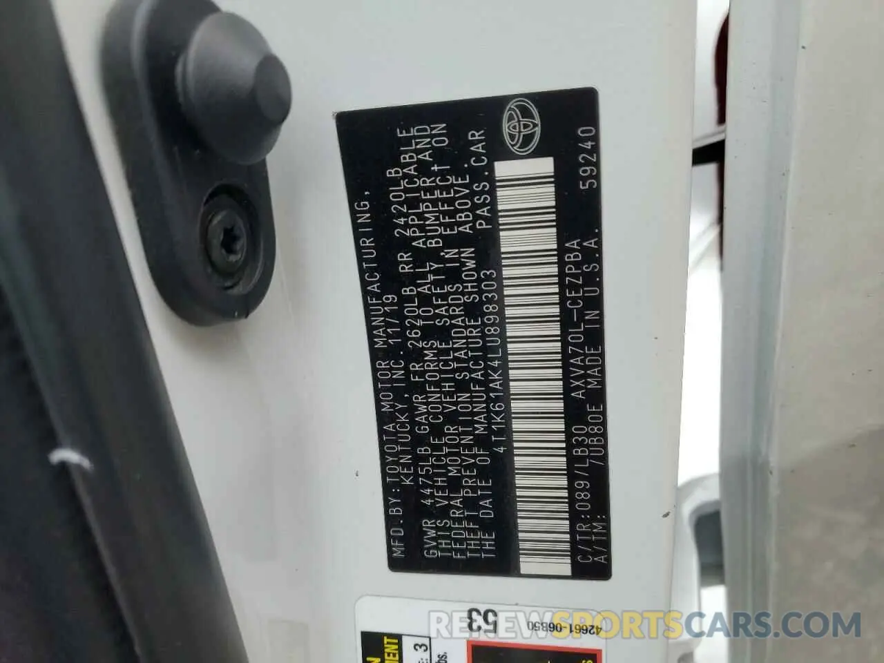 14 fotografías del automóvil dañado 4T1K61AK4LU898303 TOYOTA CAMRY 2020