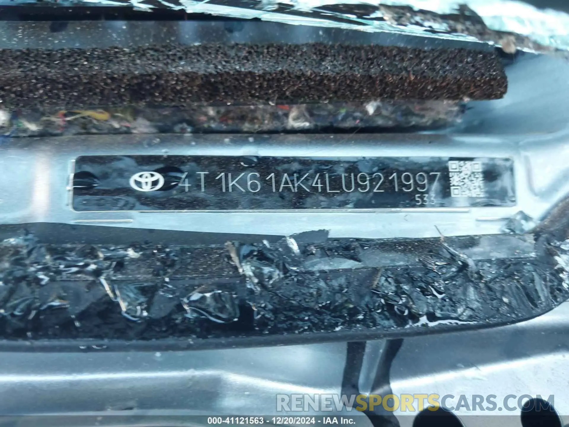 9 fotografías del automóvil dañado 4T1K61AK4LU921997 TOYOTA CAMRY 2020