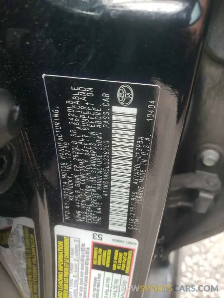 12 fotografías del automóvil dañado 4T1K61AK5LU328200 TOYOTA CAMRY 2020