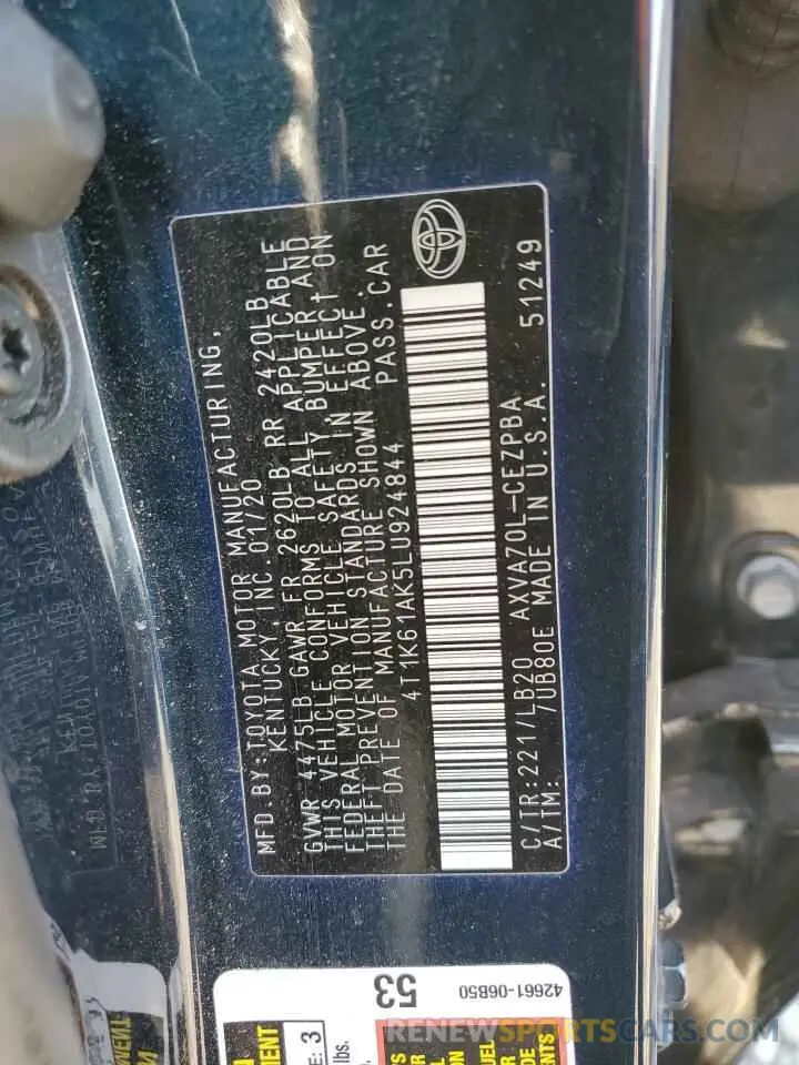 12 fotografías del automóvil dañado 4T1K61AK5LU924844 TOYOTA CAMRY 2020